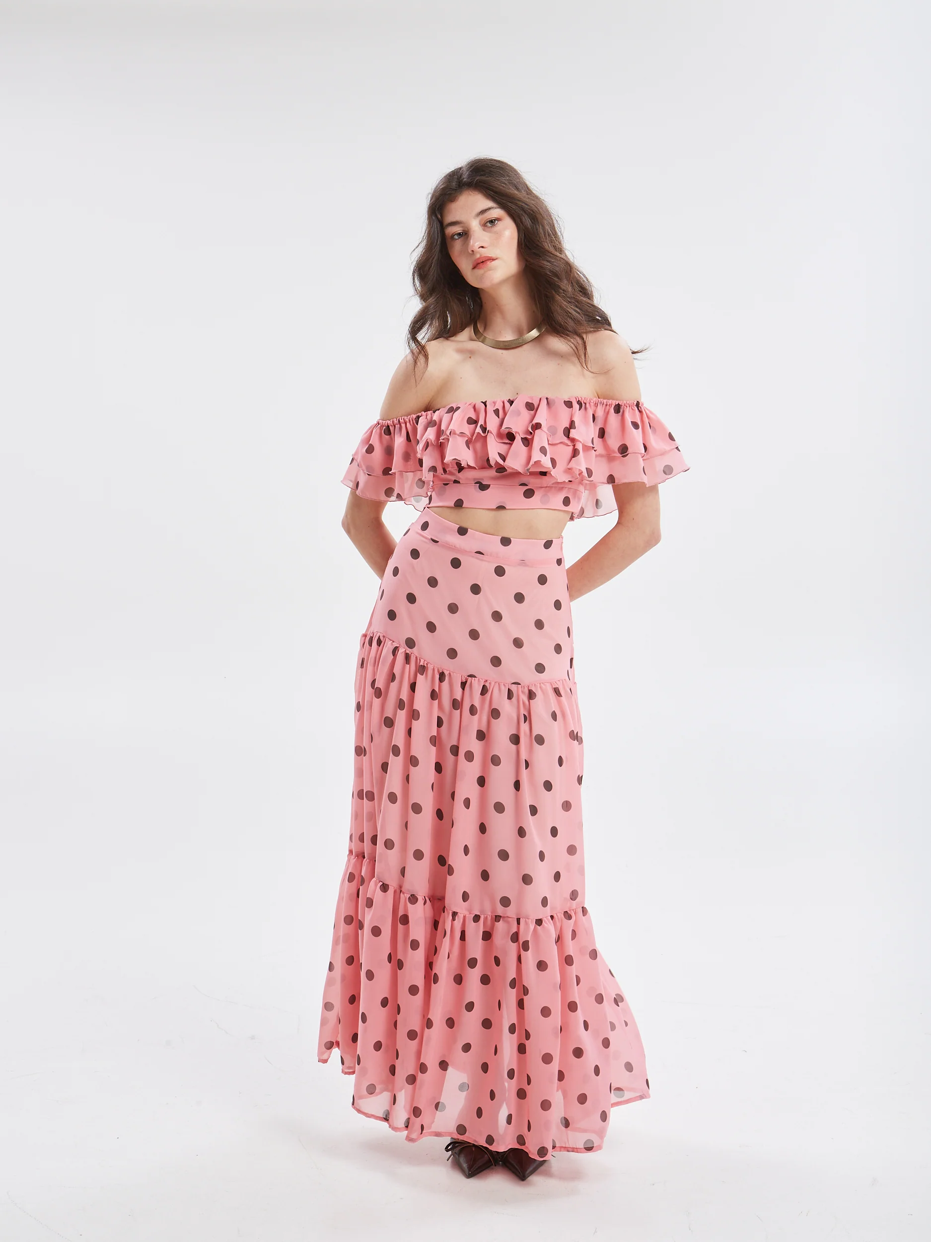 Aelia polka dot ruffle skirt