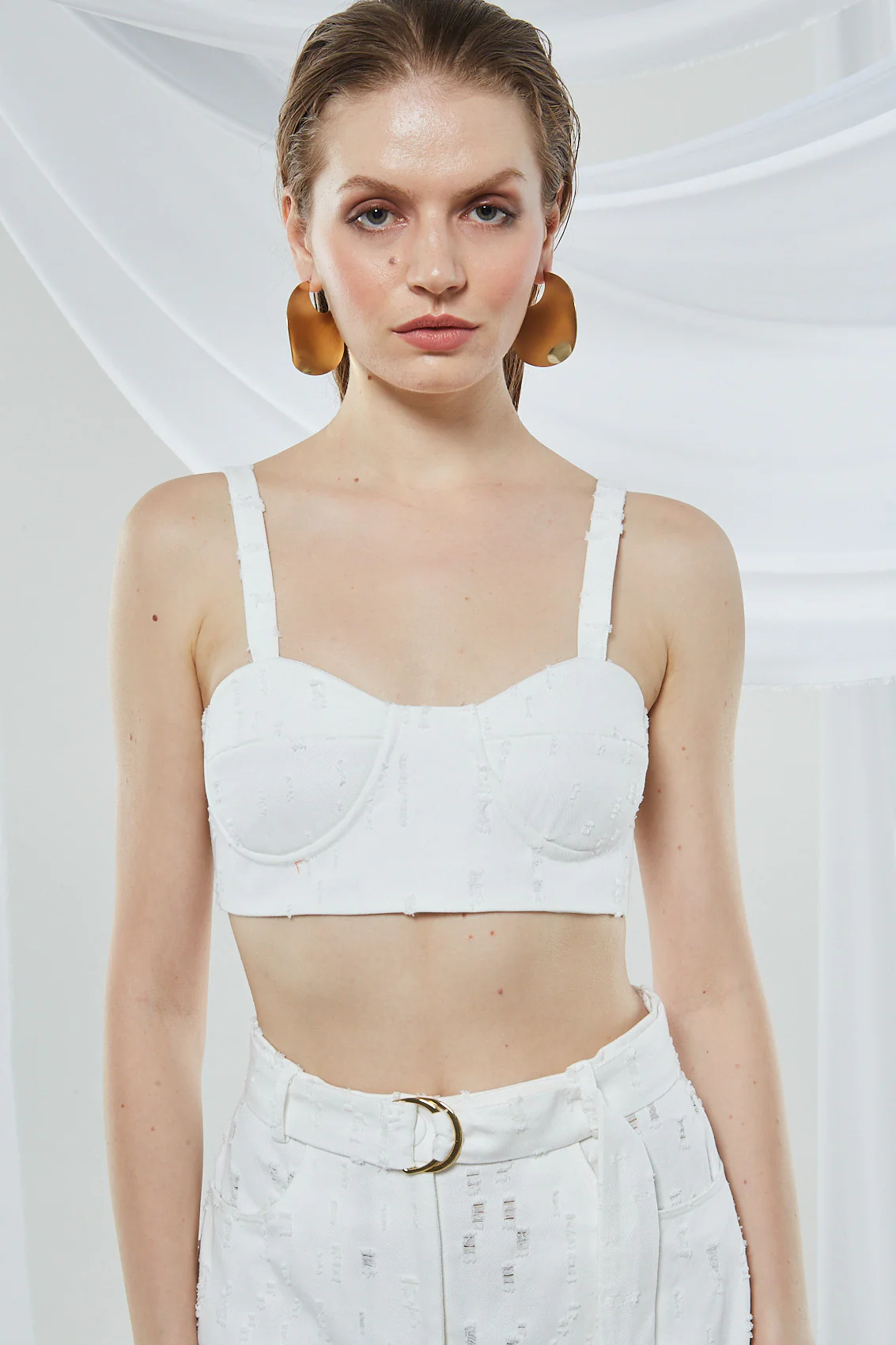Alyssa denim white crop top - Image 5