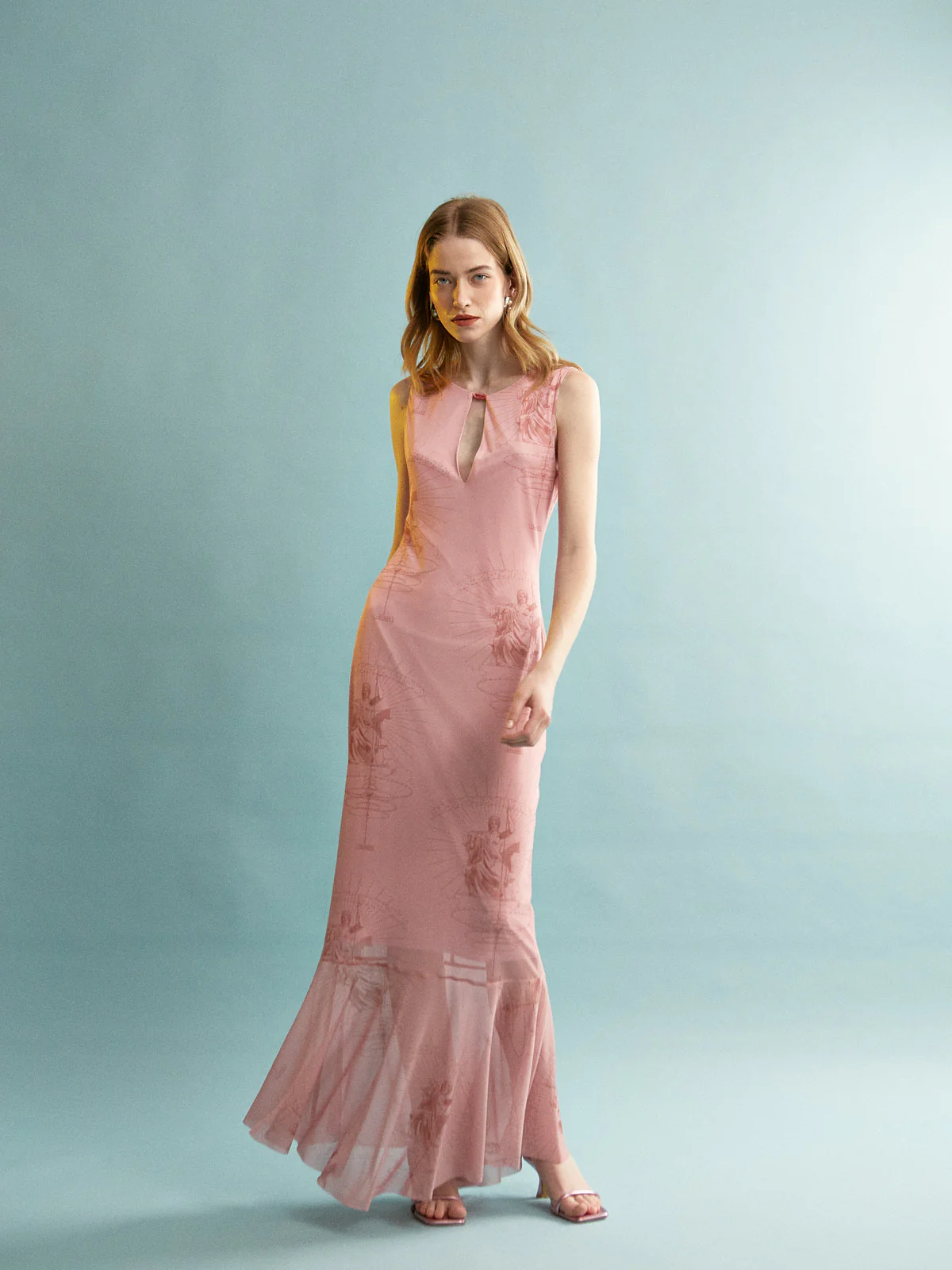 Ananke mesh printed pink dress - Image 2