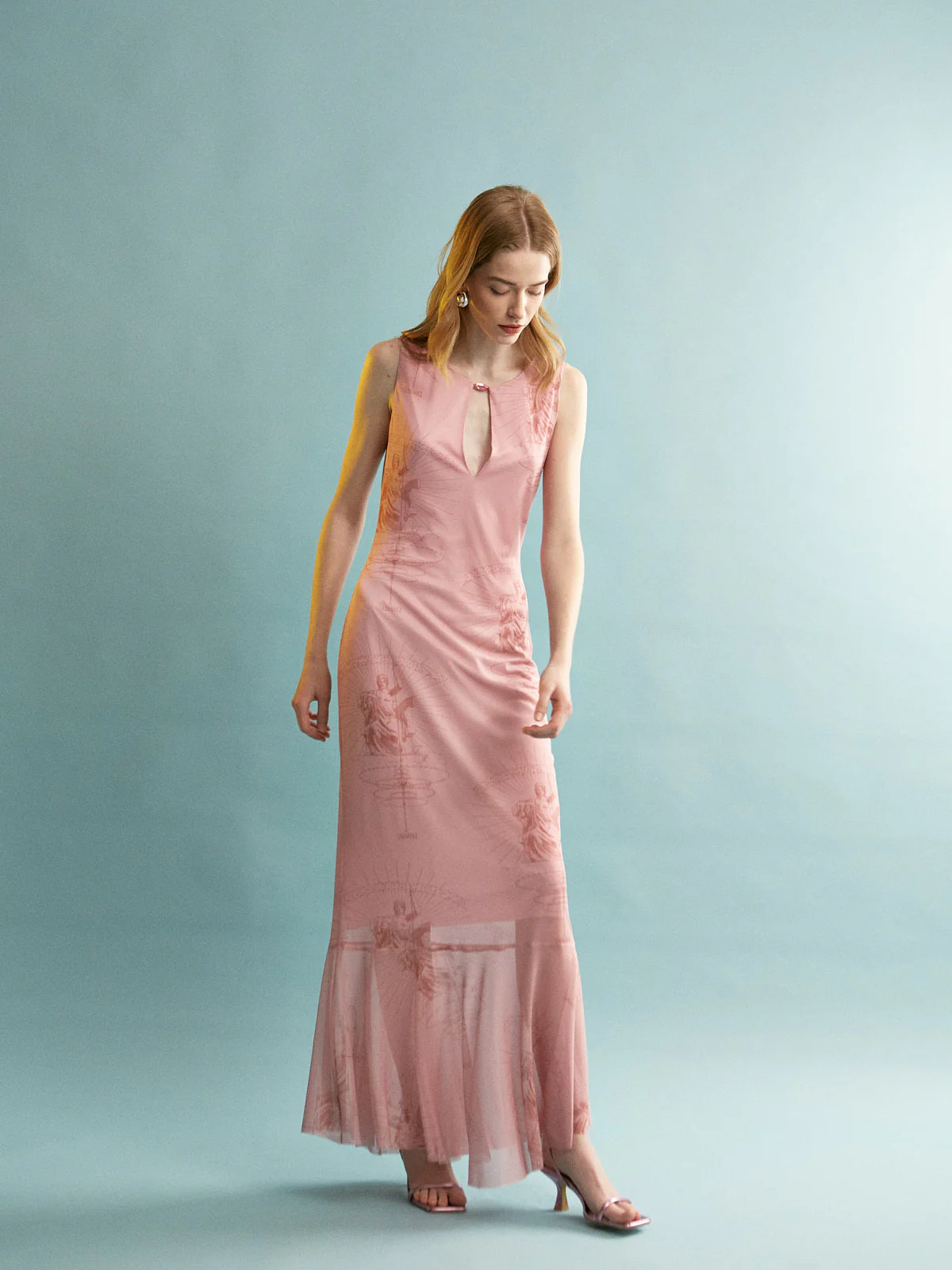 Ananke mesh printed pink dress - Image 4