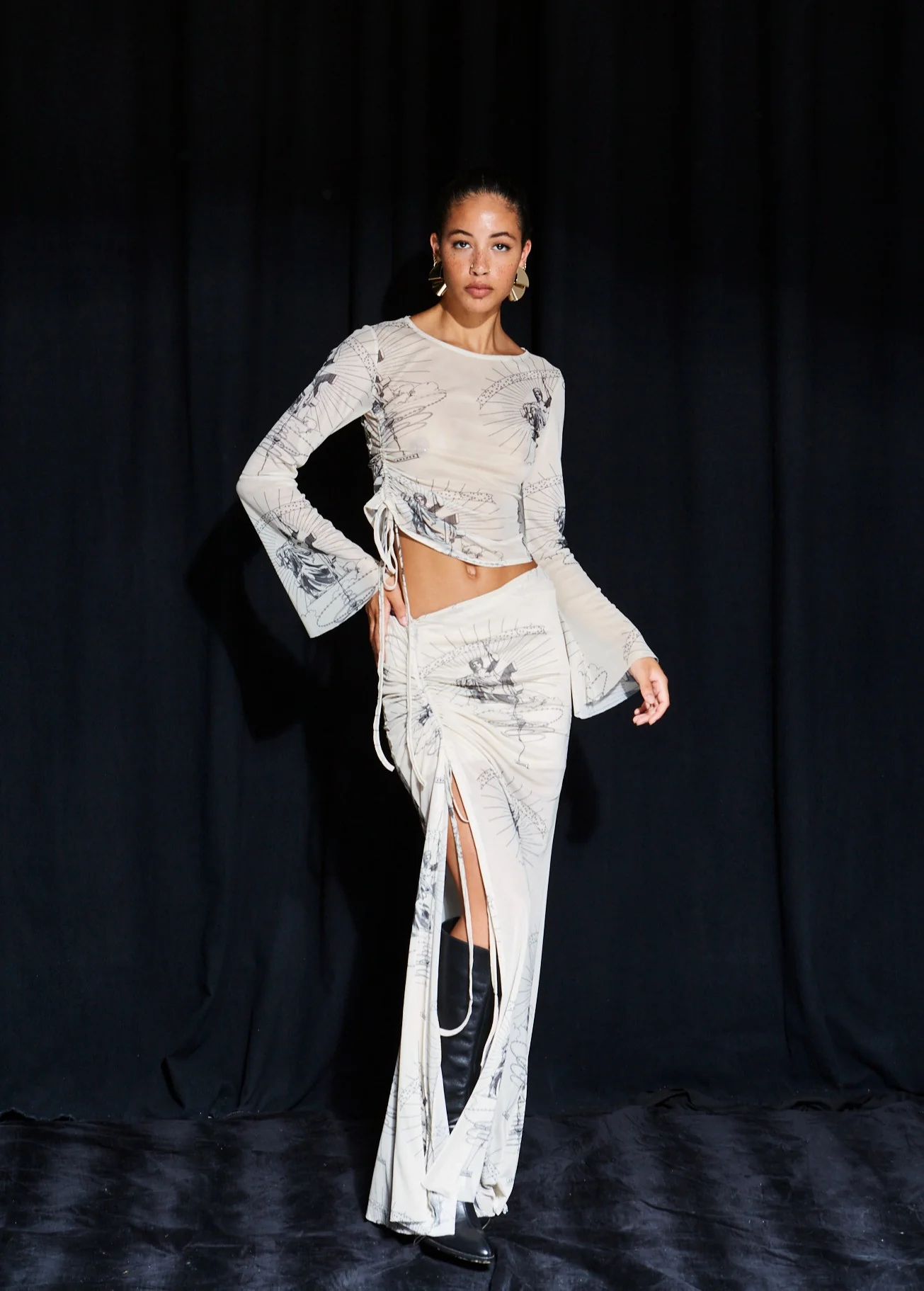 Ananke printed mesh ecru skirt - Image 2