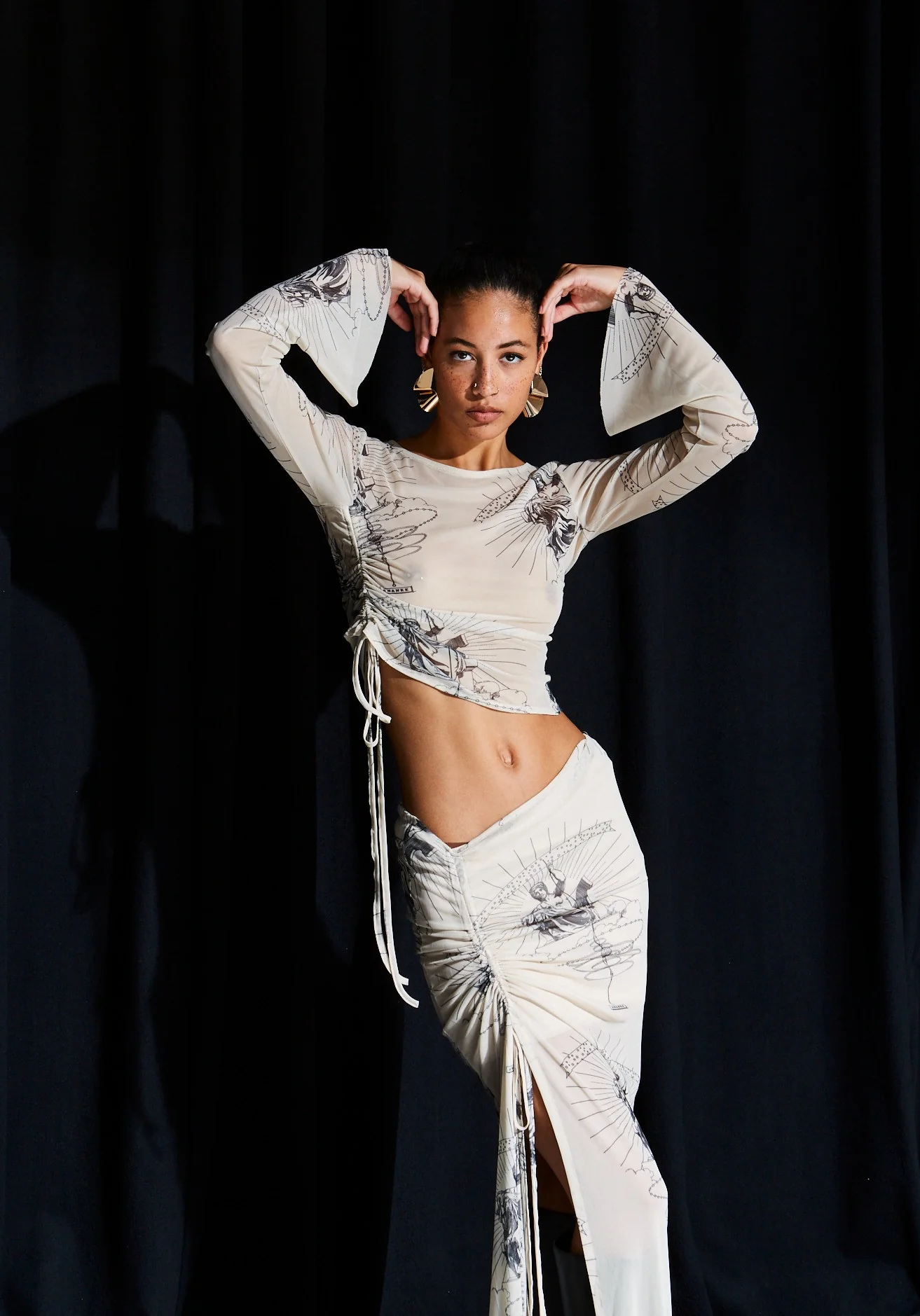 Ananke printed mesh ecru skirt - Image 4
