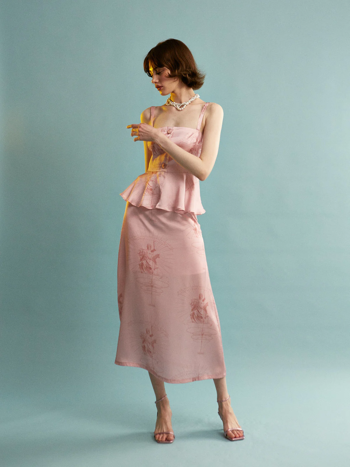 Ananke satin button pink top - Image 4
