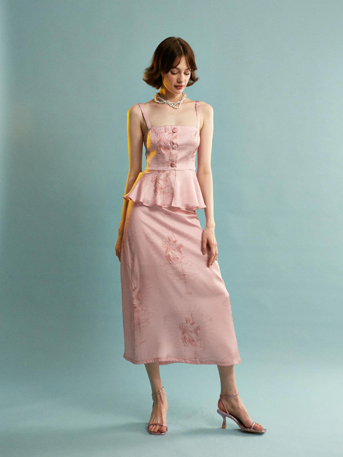 Ananke satin button pink top - Image 5