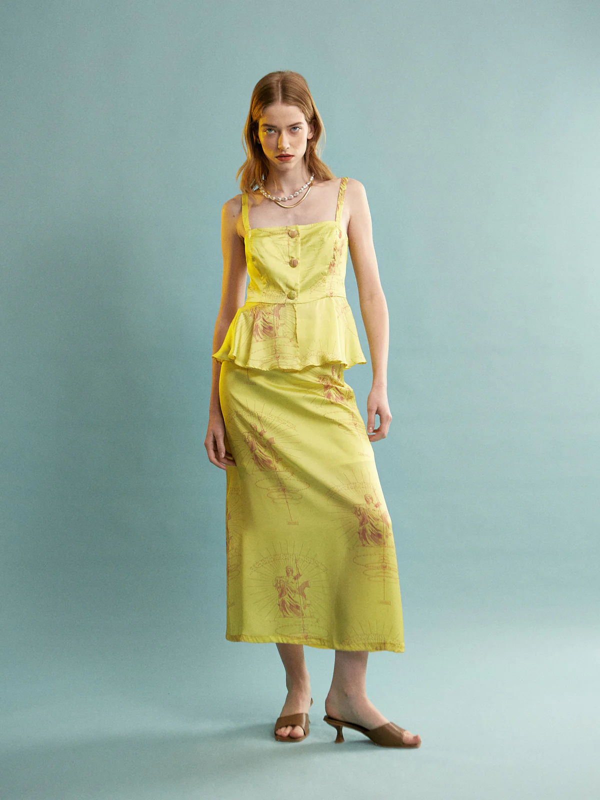 Ananke satin yellow skirt