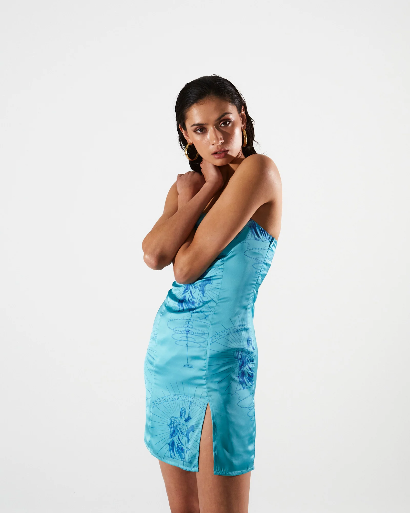 Ananke strapless mini turquoise dress - Image 2