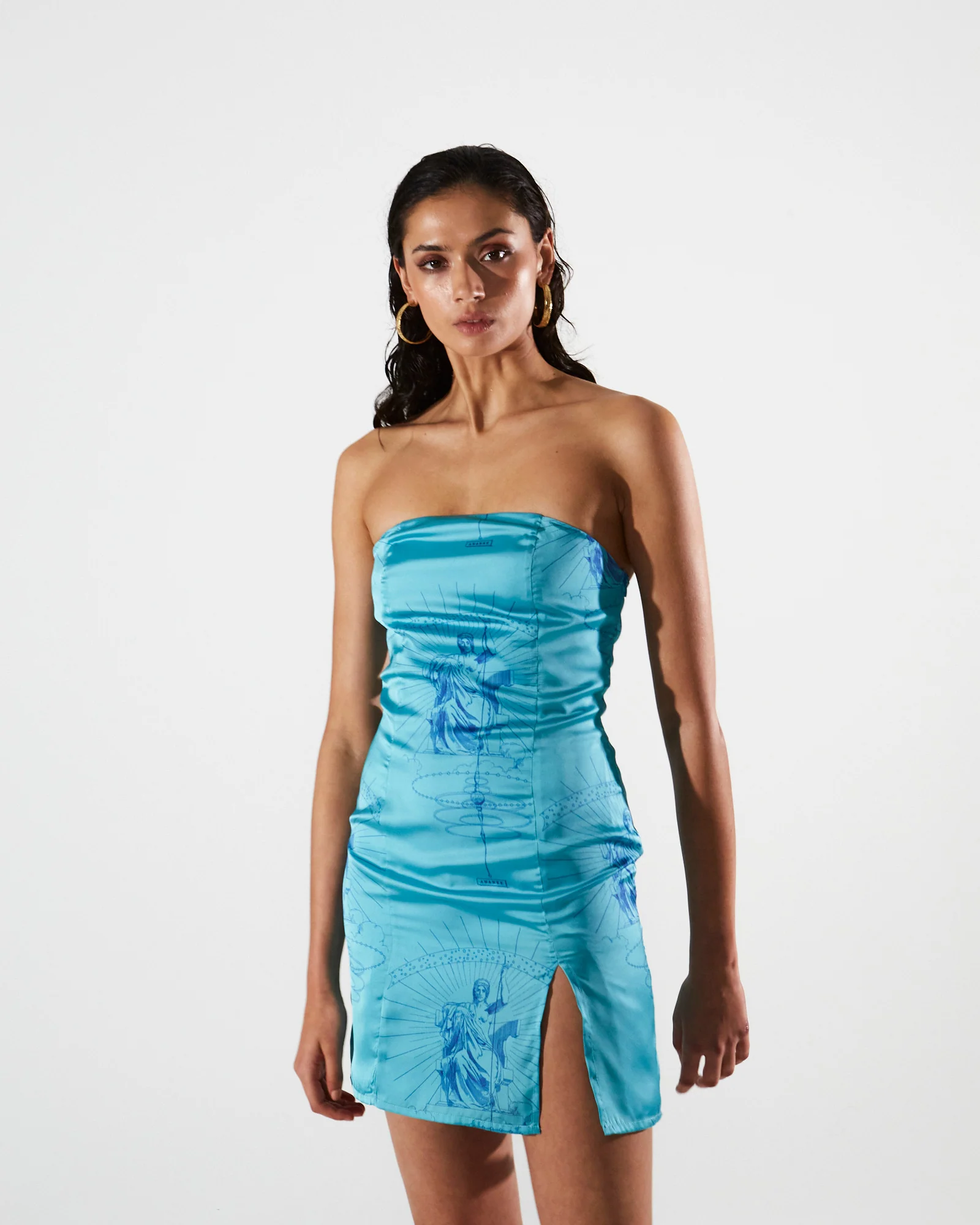 Ananke strapless mini turquoise dress - Image 4