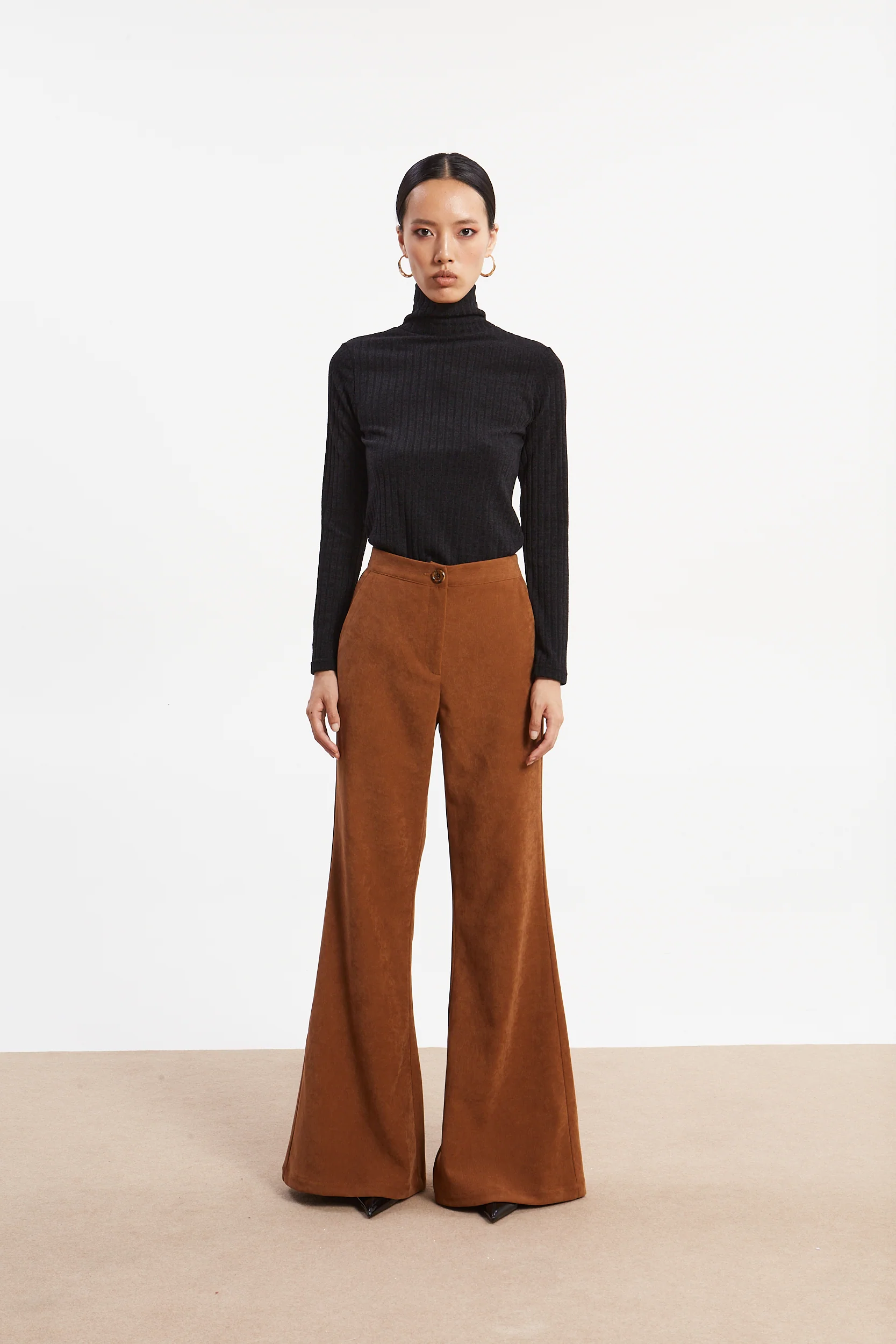 Andrea camel flare pants