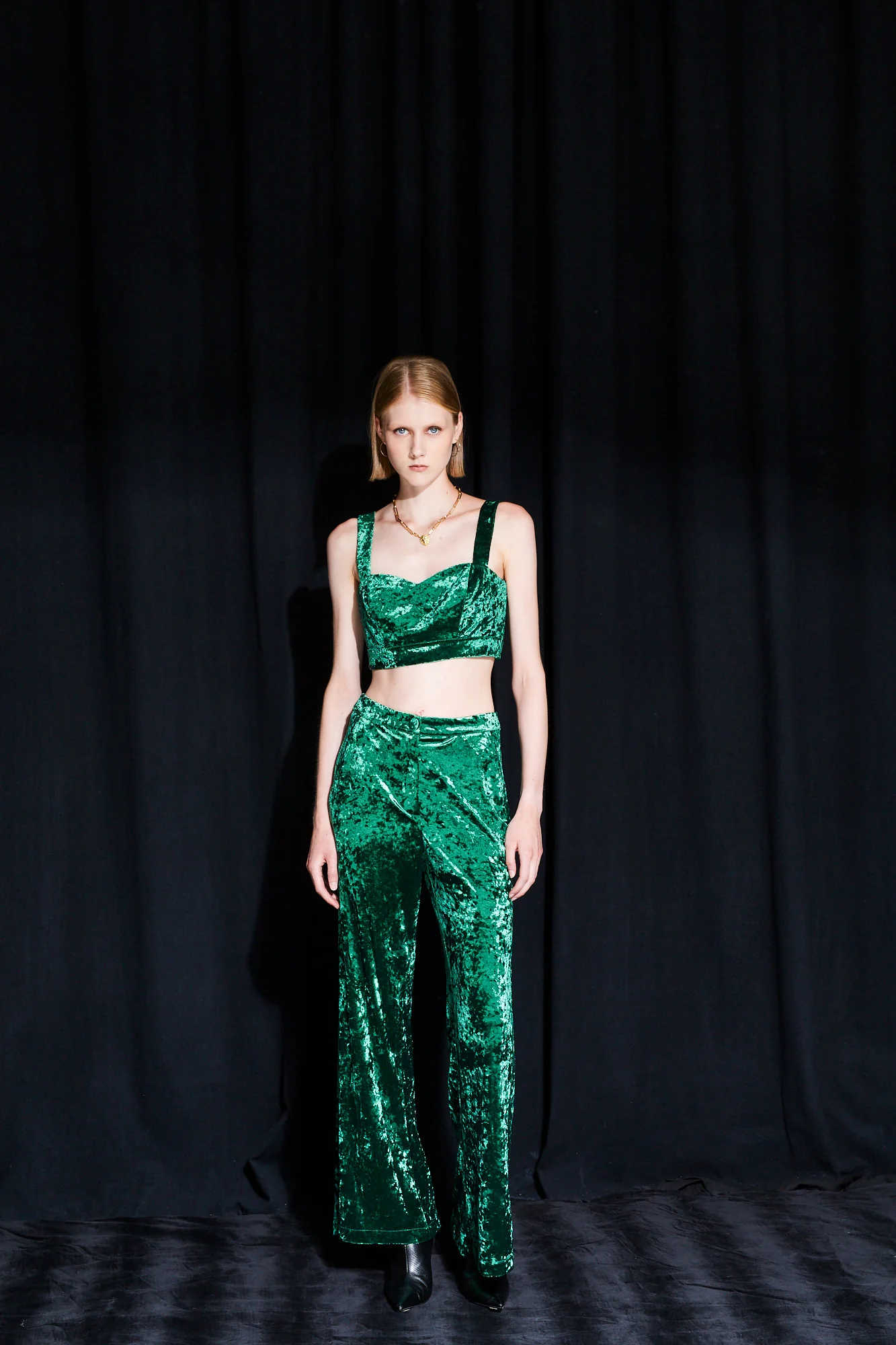 Annabel velvet green bustier top - Image 2