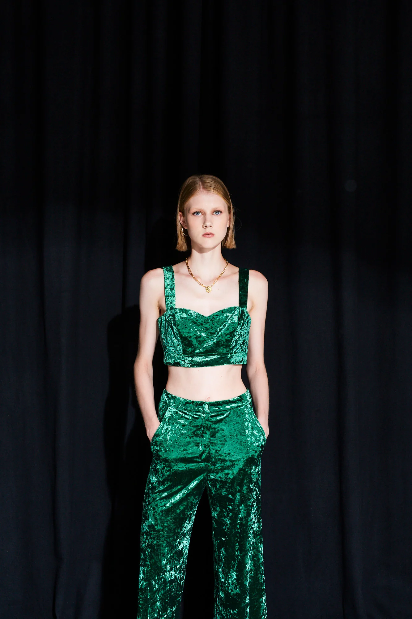 Annabel velvet green bustier top - Image 3