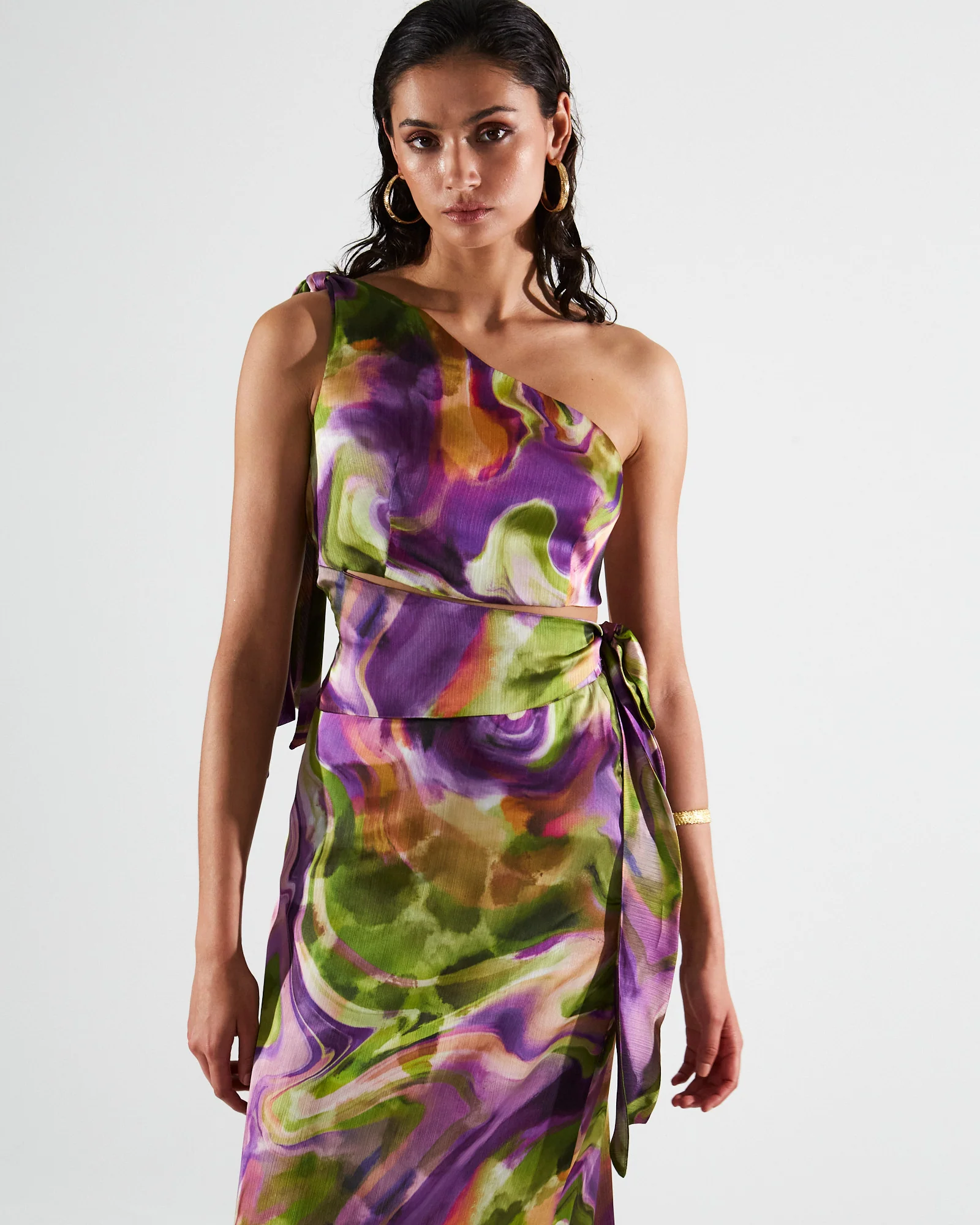 Ari one shoulder printed top