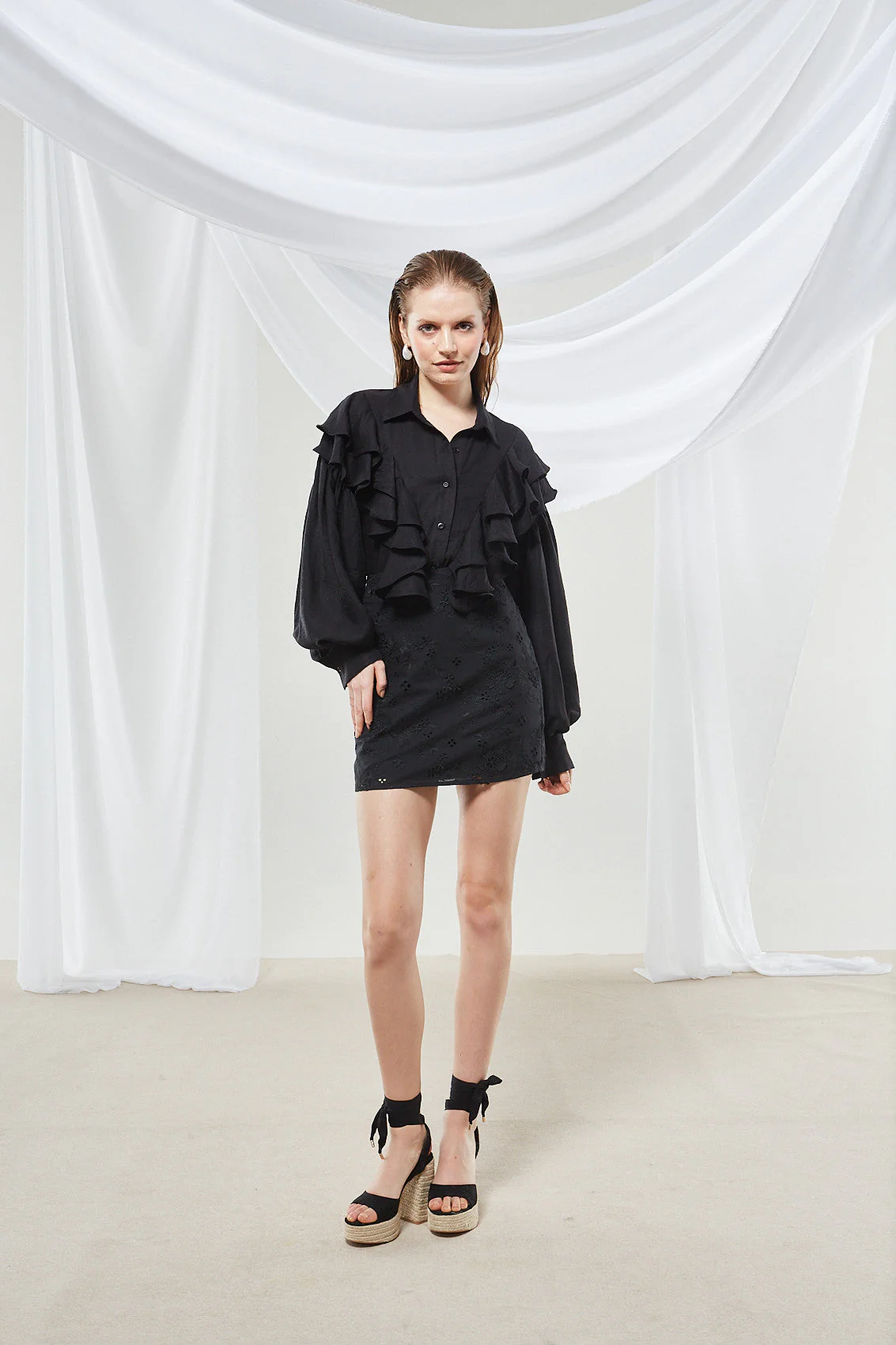Aster broderie mini black skirt - Image 3