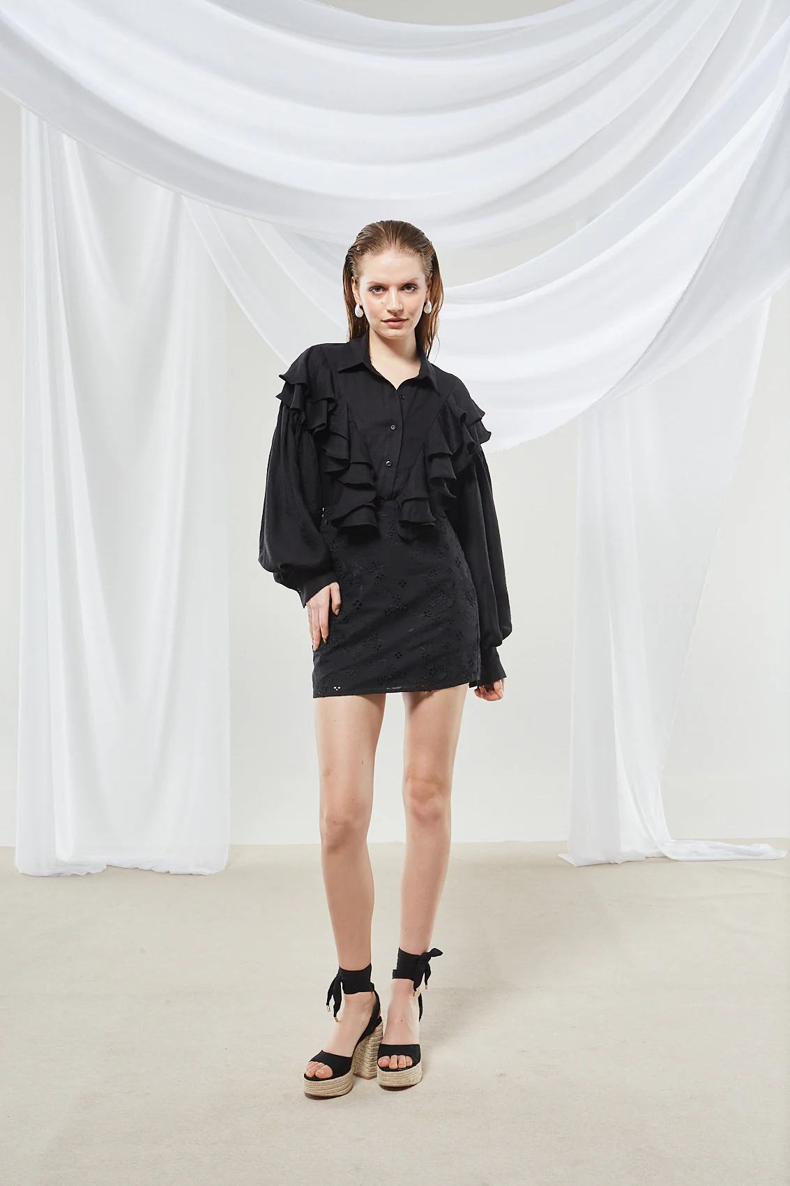 Aster broderie mini black skirt - Image 7