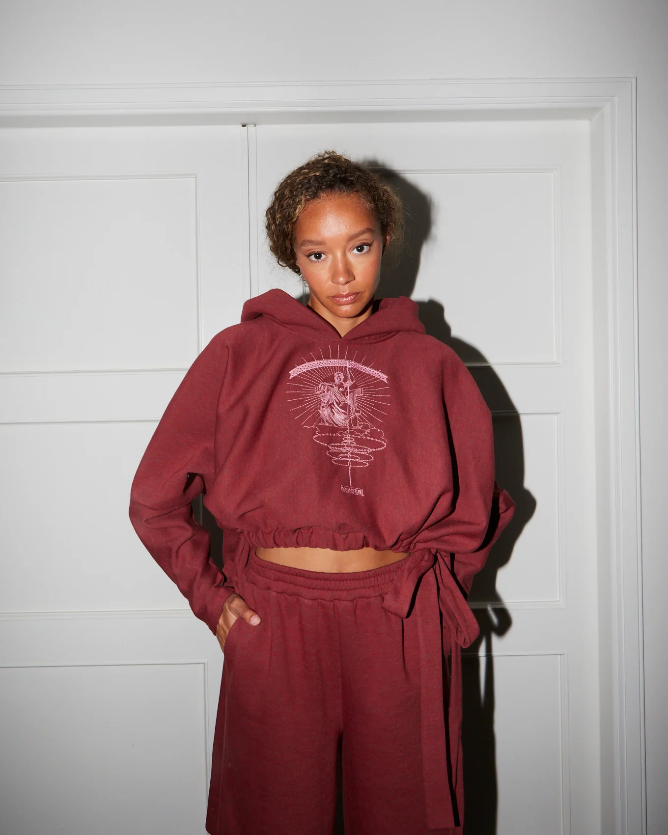 Athena embroidered bordeaux hoodie