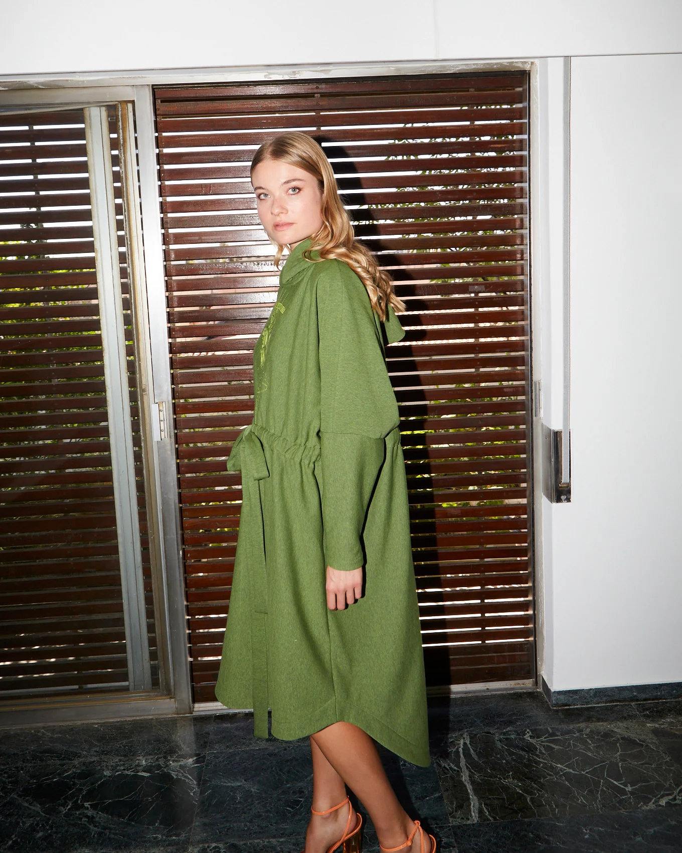 Athena embroidered hoodie green dress - Image 4