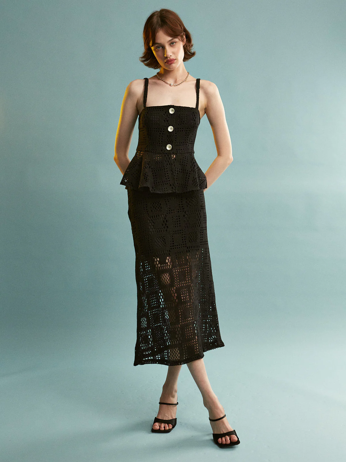 Cheryl cotton knitted black skirt