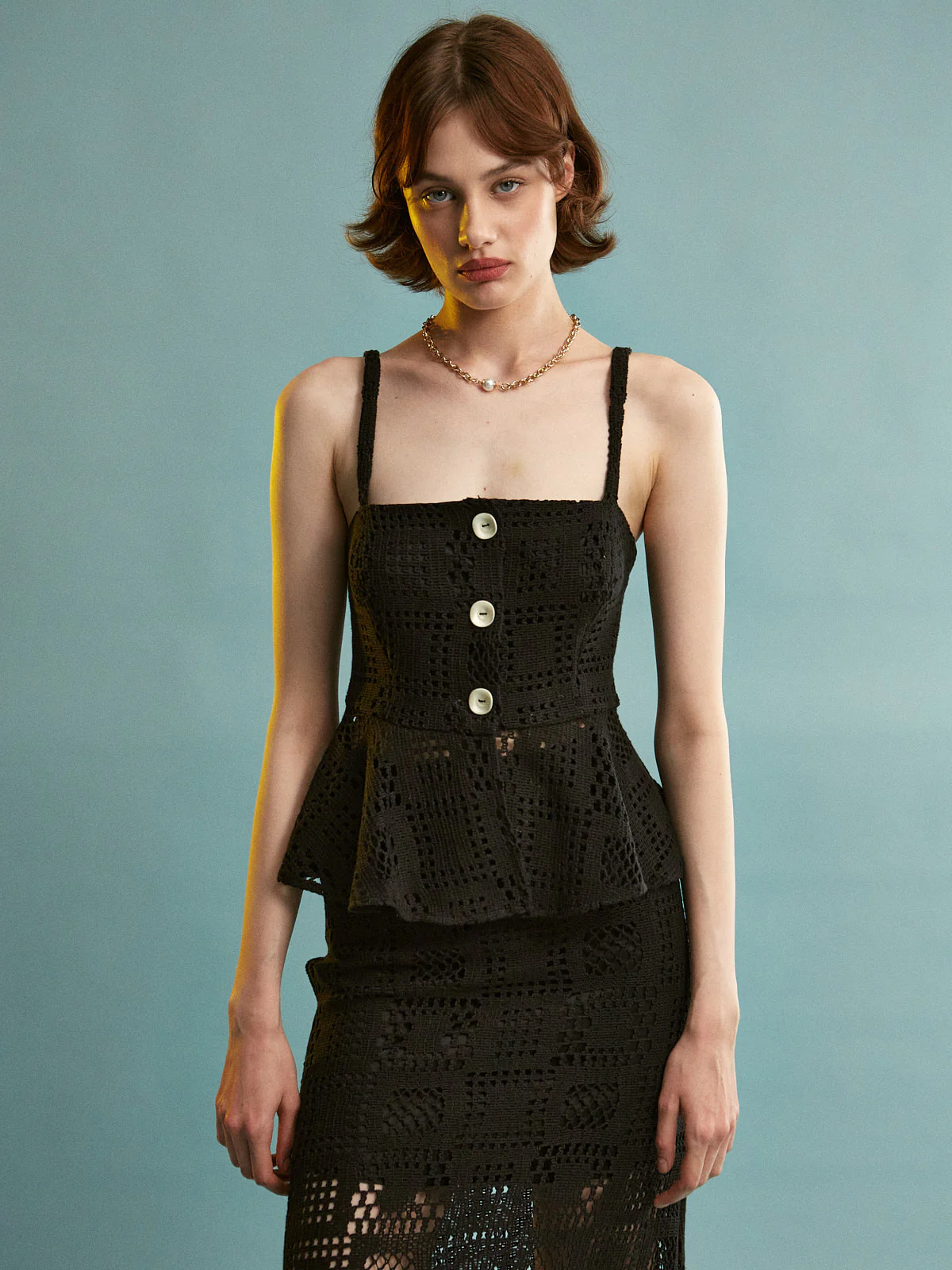 Cheryl cotton knitted black top