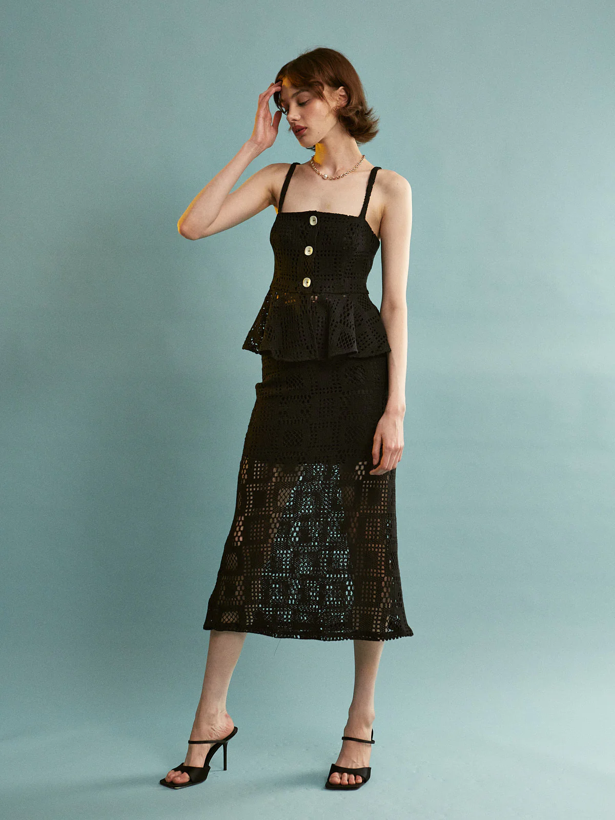 Cheryl cotton knitted black top - Image 2