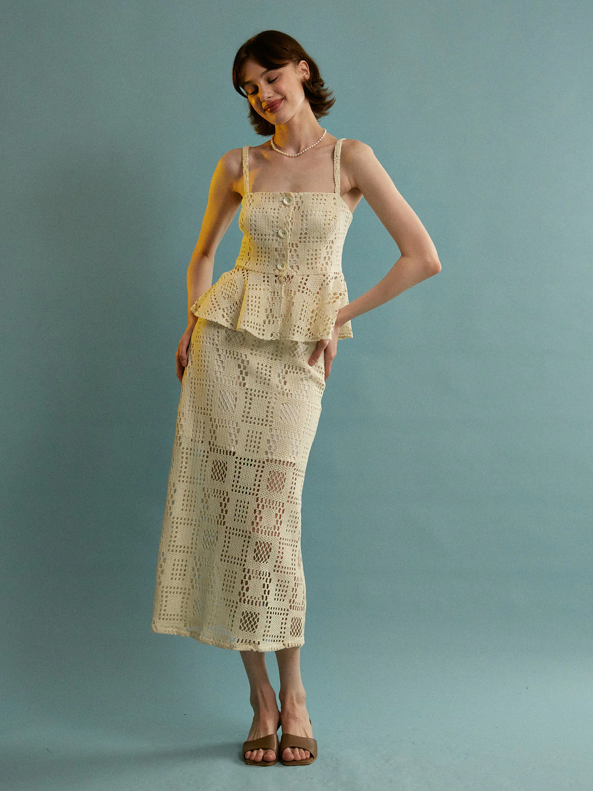 Cheryl cotton knitted ecru skirt - Image 4