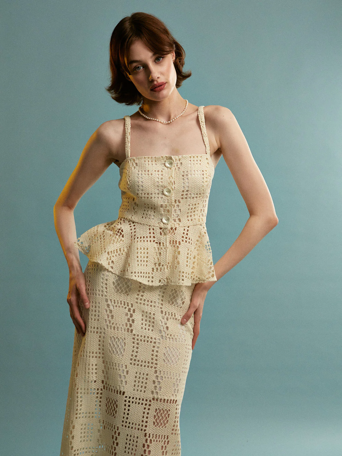 Cheryl cotton knitted ecru skirt - Image 5