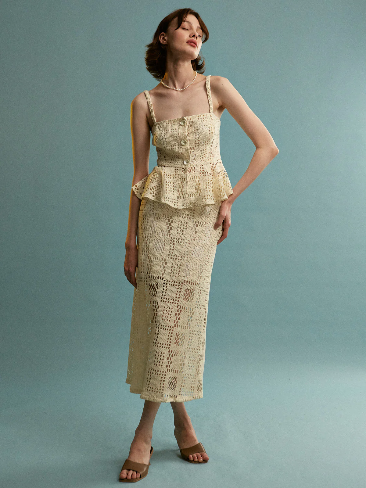 Cheryl cotton knitted ecru top - Image 3