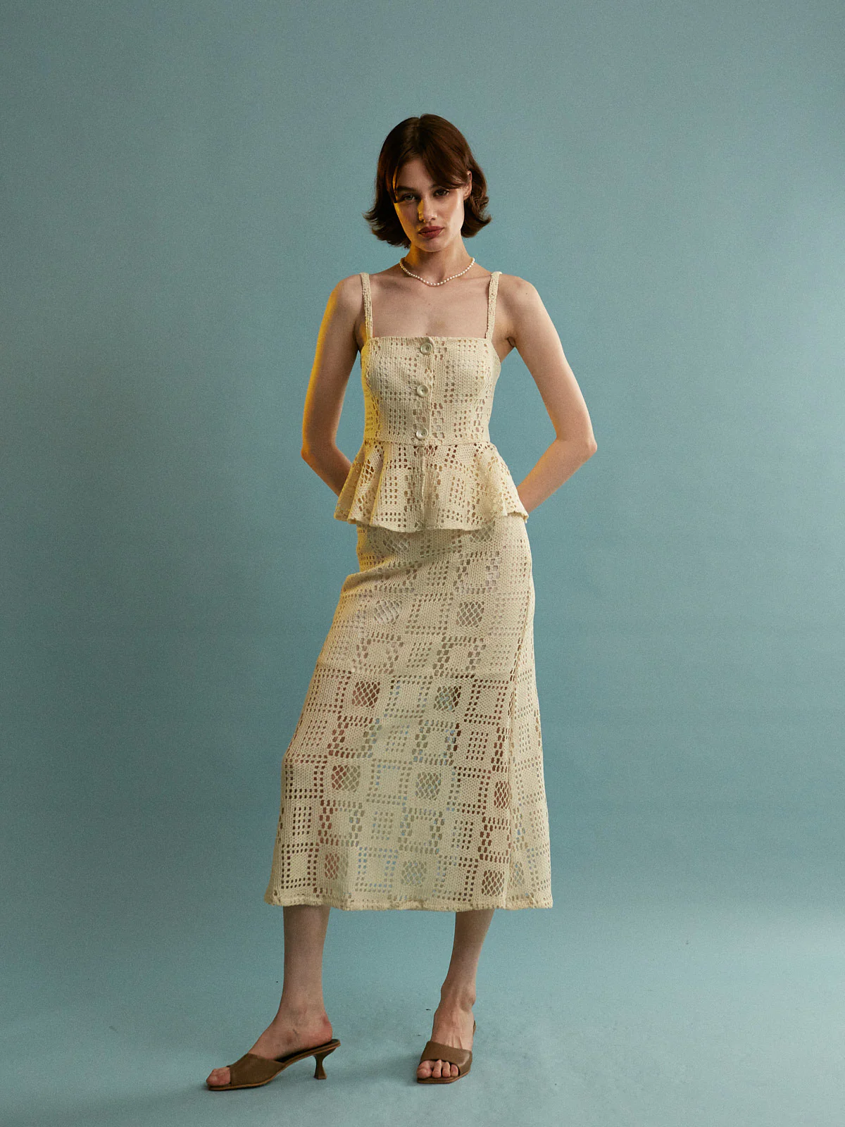 Cheryl cotton knitted ecru top - Image 4