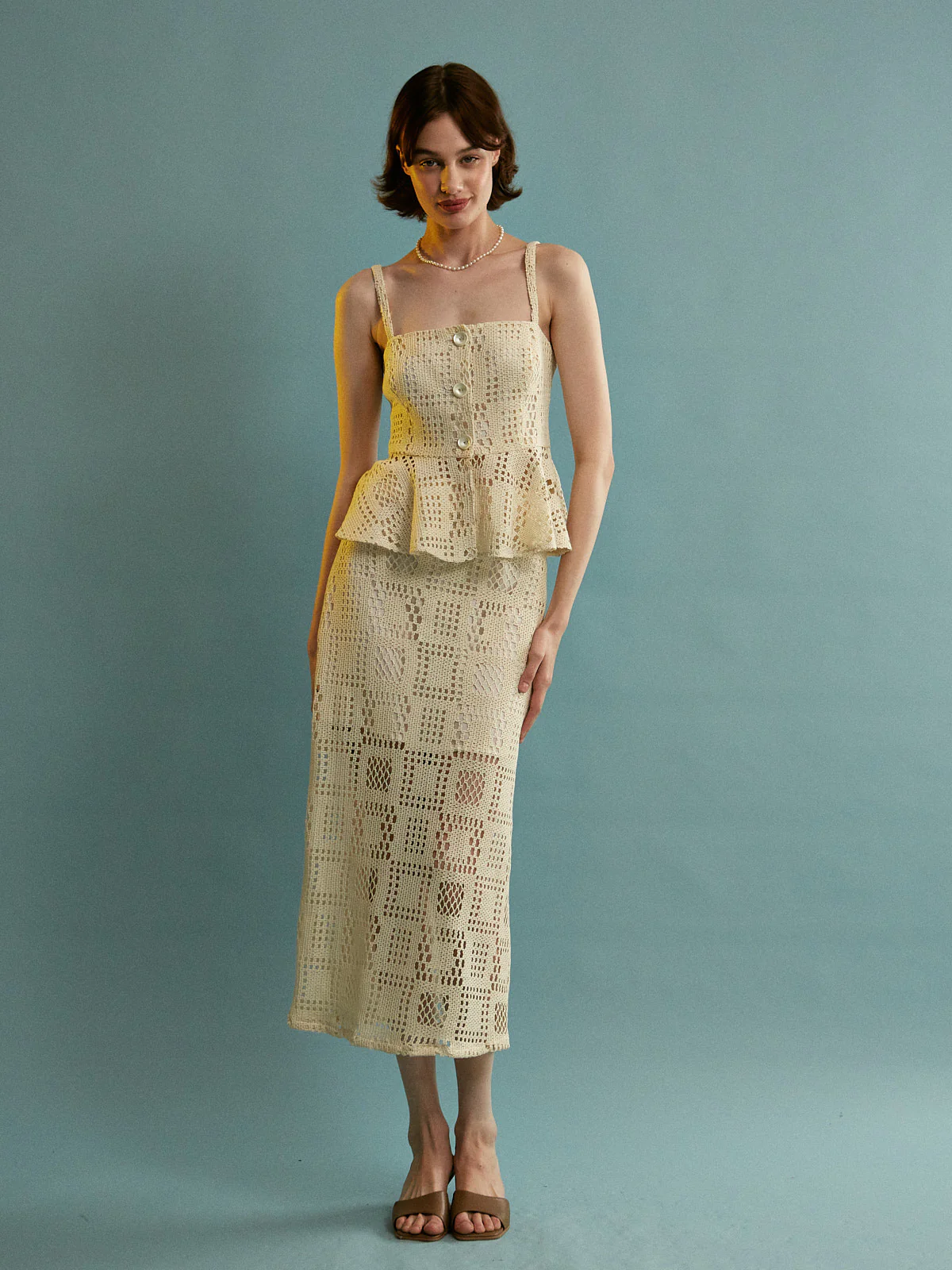 Cheryl cotton knitted ecru top - Image 5