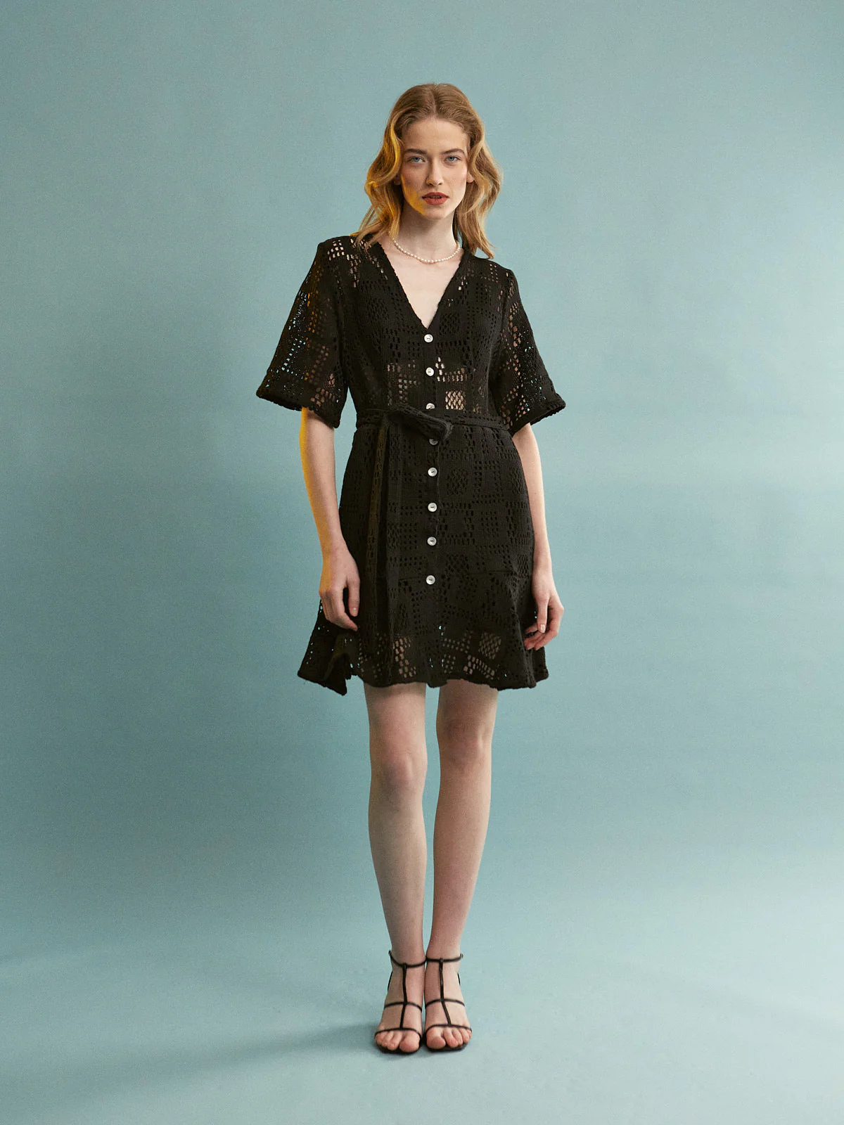 Cheryl cotton mini black dress