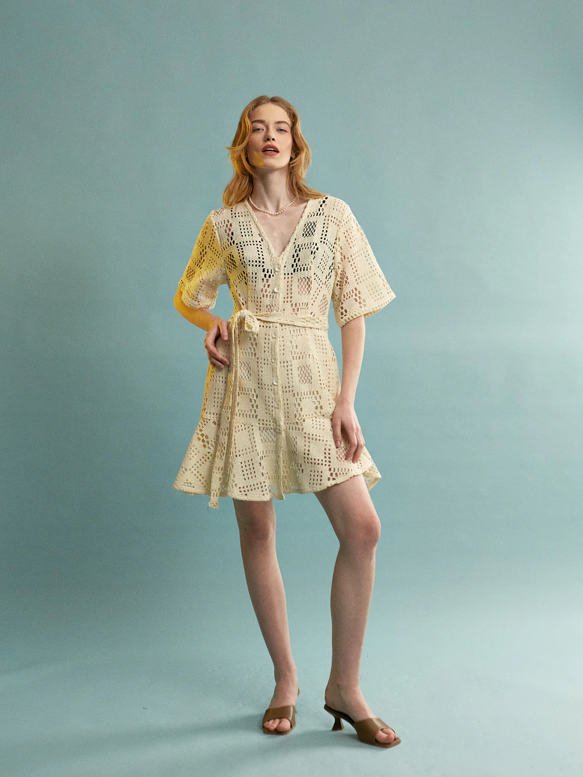 Cheryl cotton mini ecru dress
