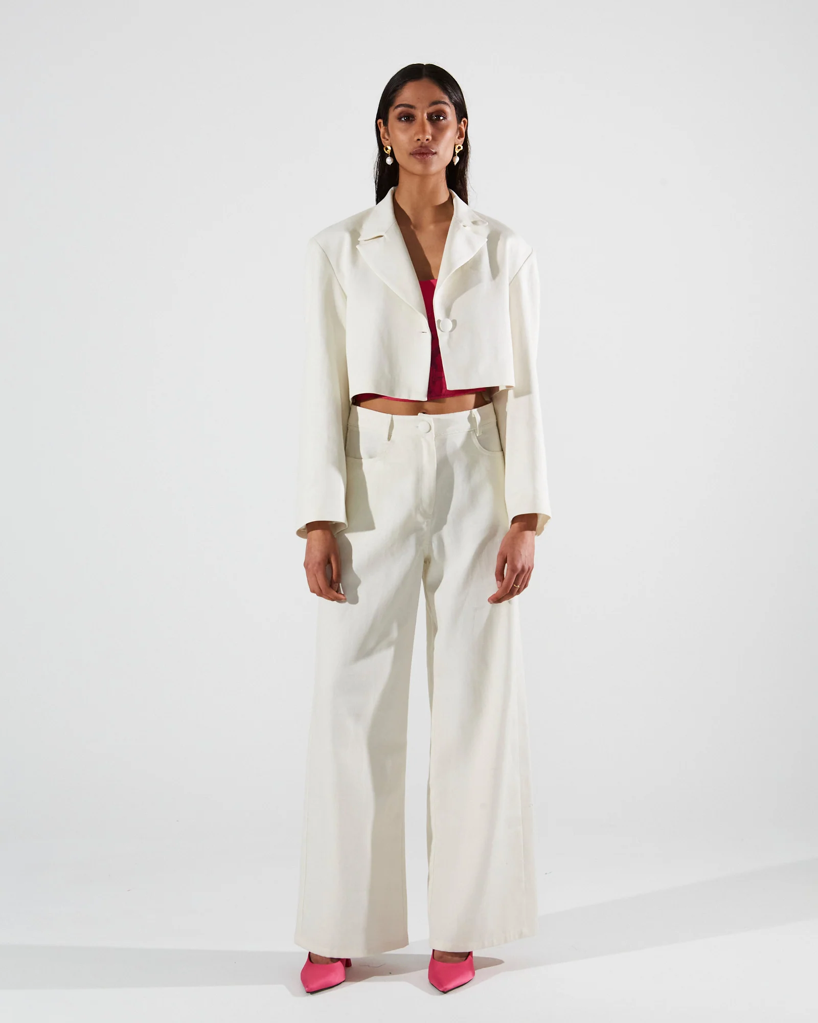 Clio cotton cropped ecru blazer - Image 6