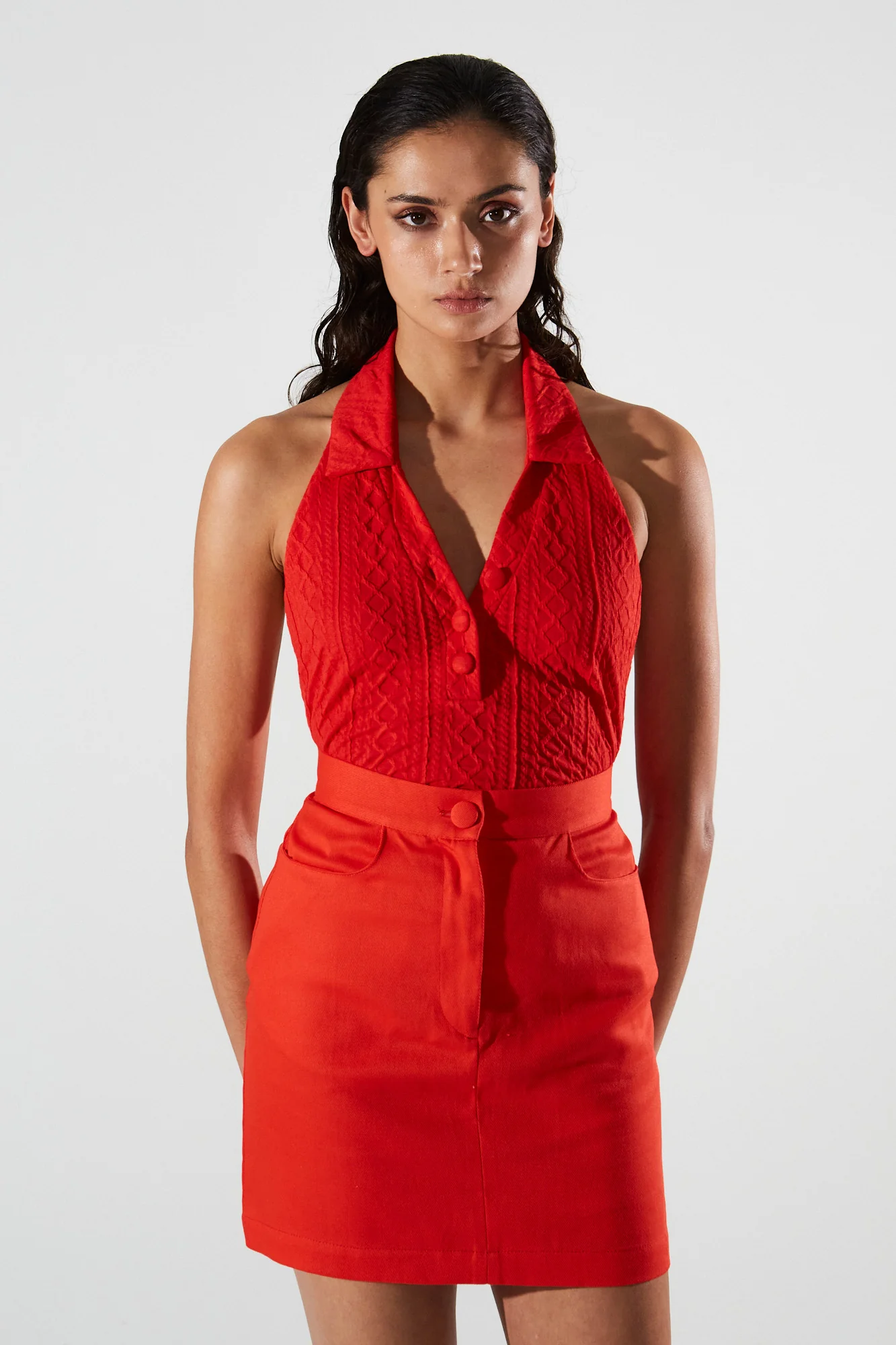 Clio cotton mini red skirt - Image 3