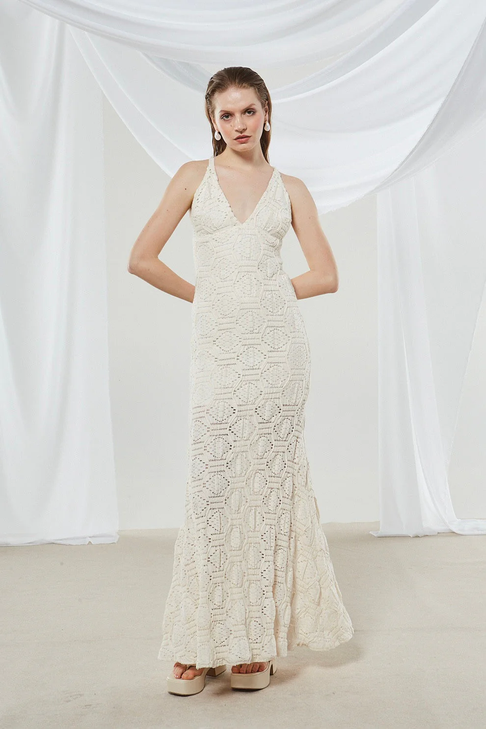Daphne knitted ecru dress - Image 3