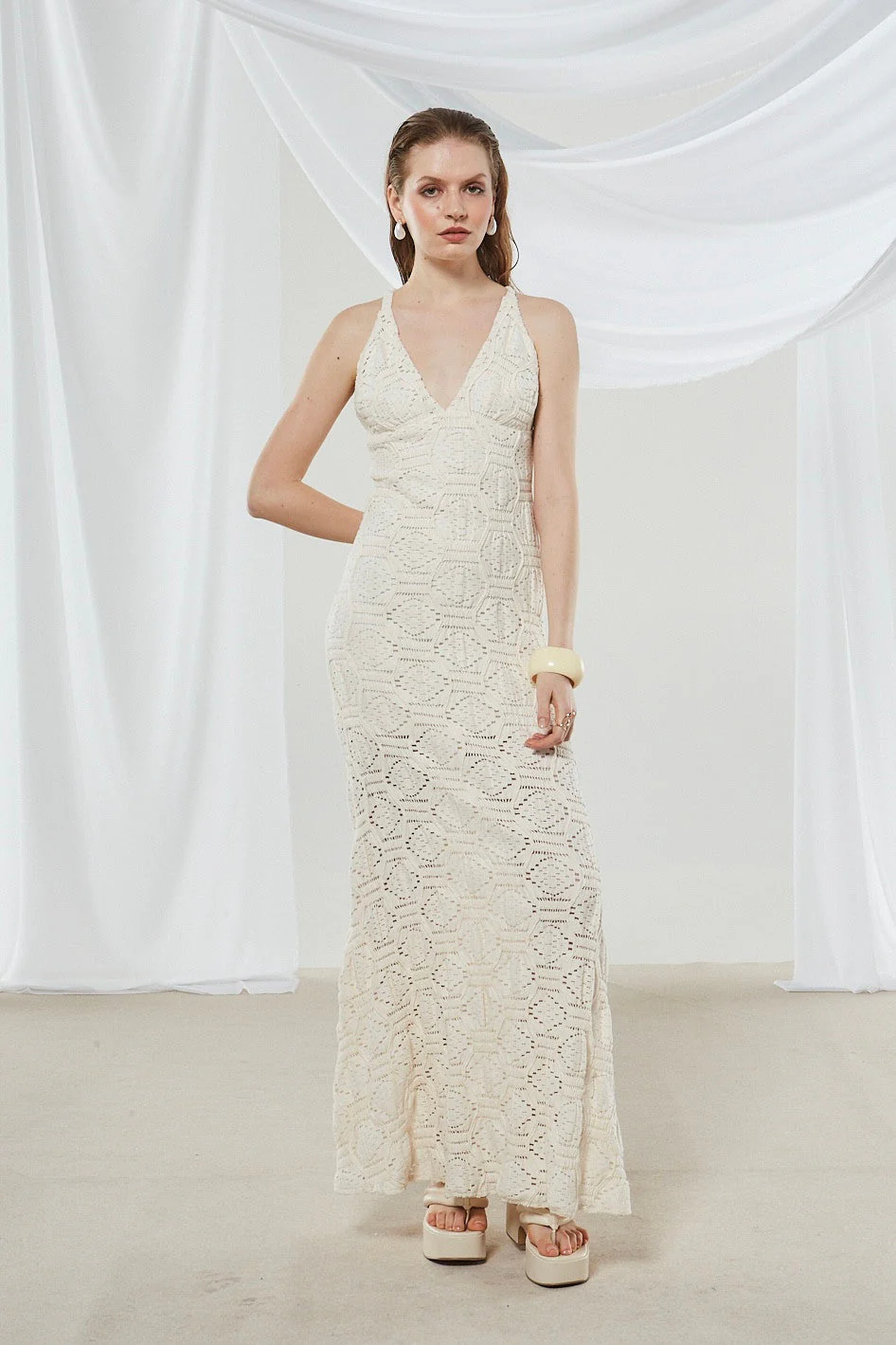 Daphne knitted ecru dress - Image 4