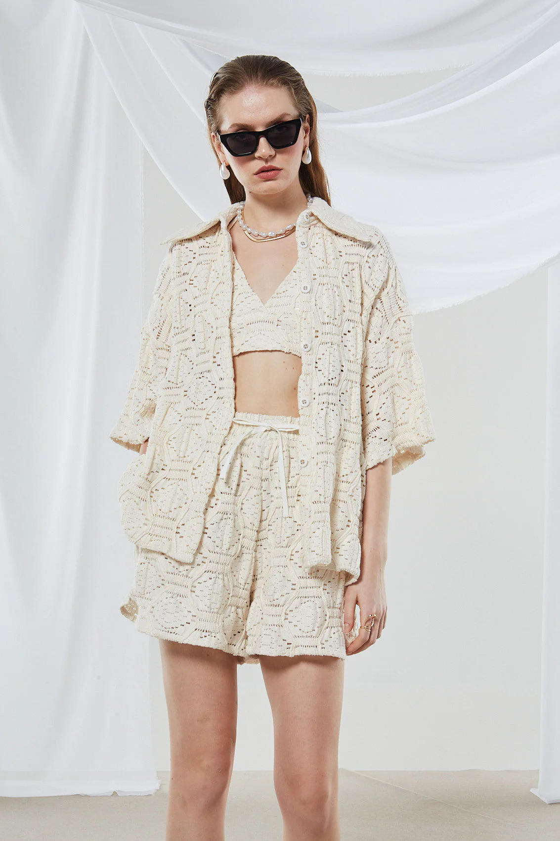 Daphne knitted ecru shirt
