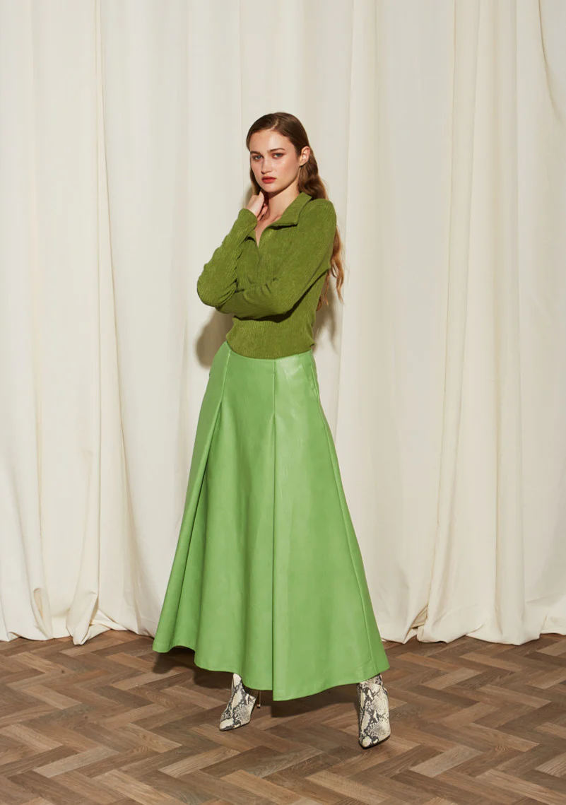 Daria eco leather green skirt
