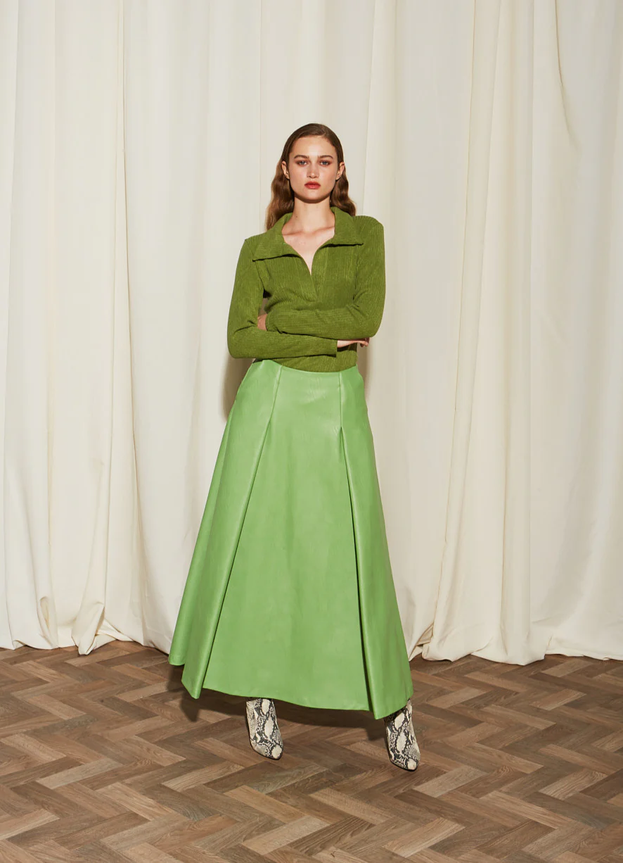 Daria eco leather green skirt - Image 2