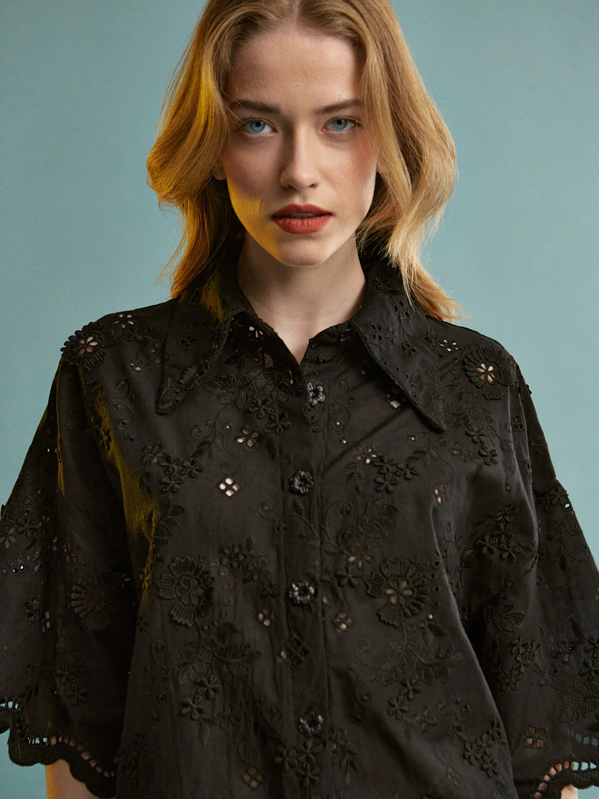 Denise cotton broderie black shorts - Image 5