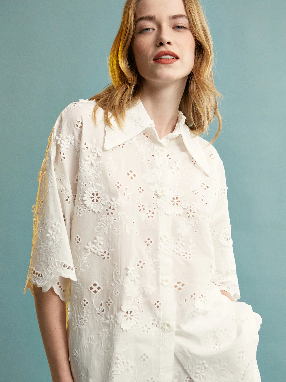 Denise cotton broderie white shorts - Image 3