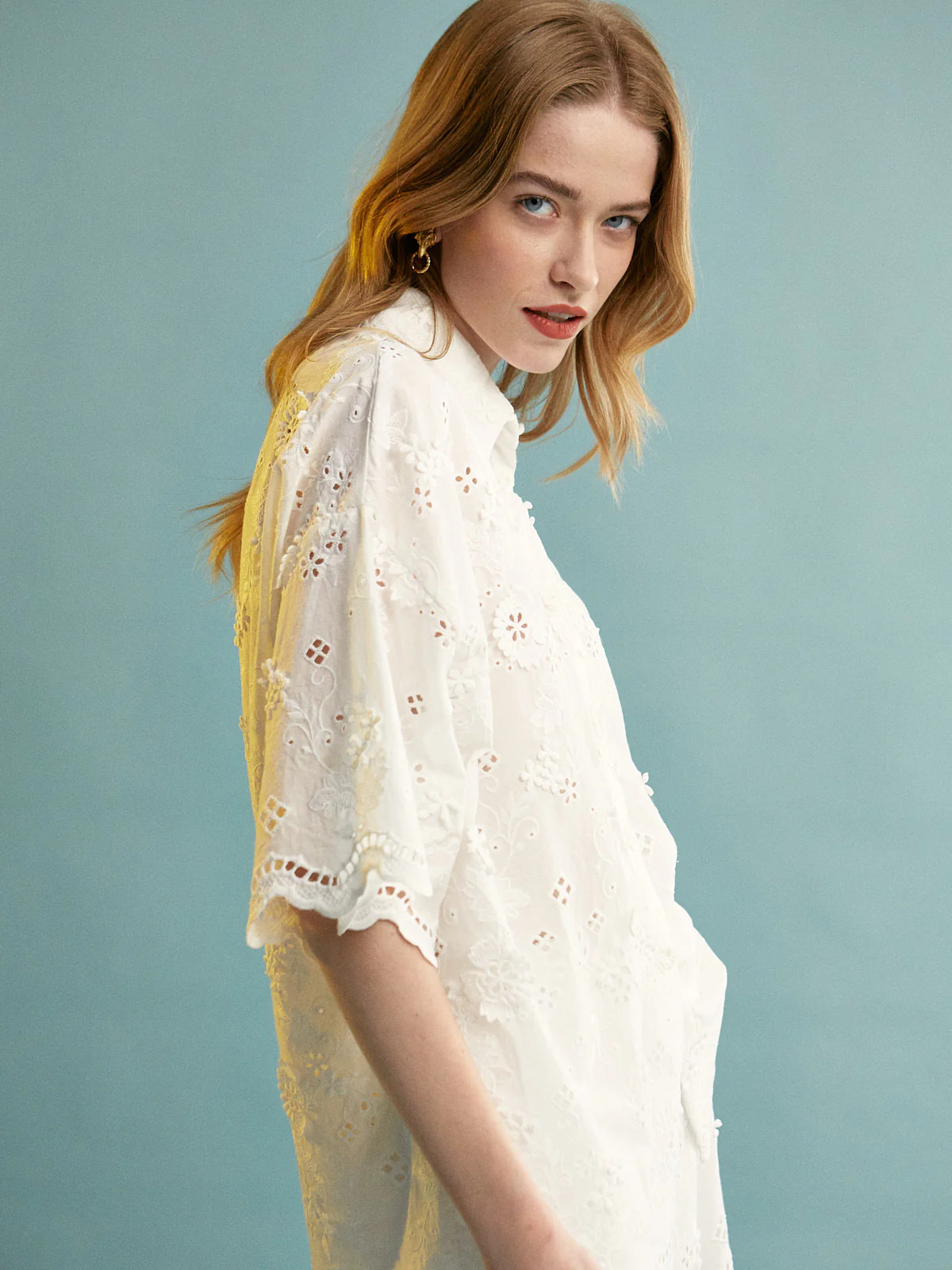 Denise cotton broderie white shorts - Image 4