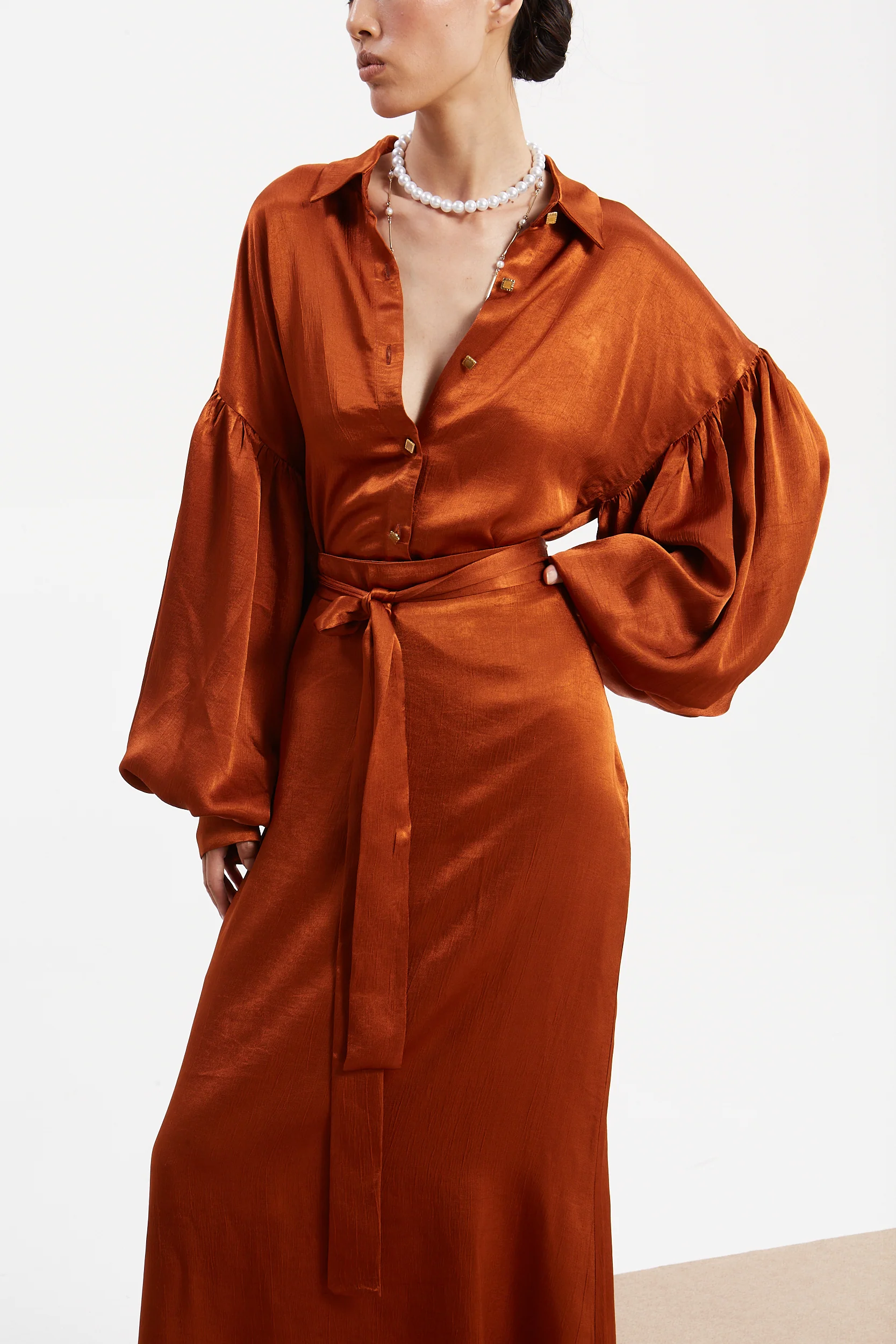 Diana satin rust shirt - Image 2