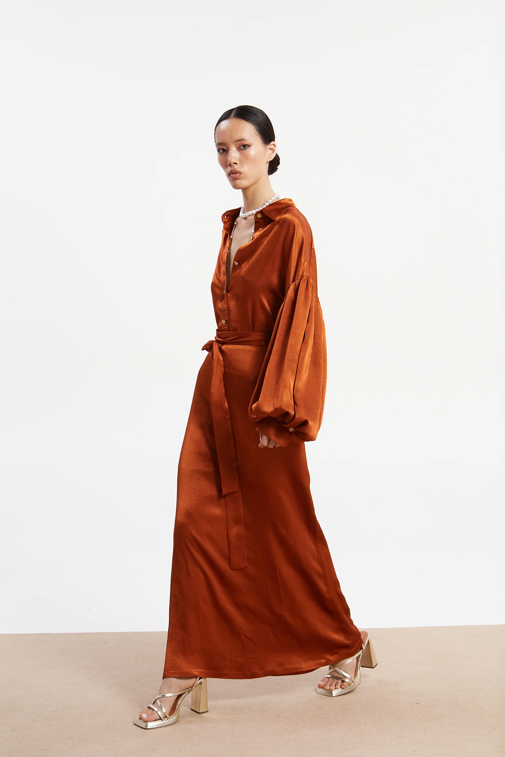 Diana satin rust skirt - Image 3