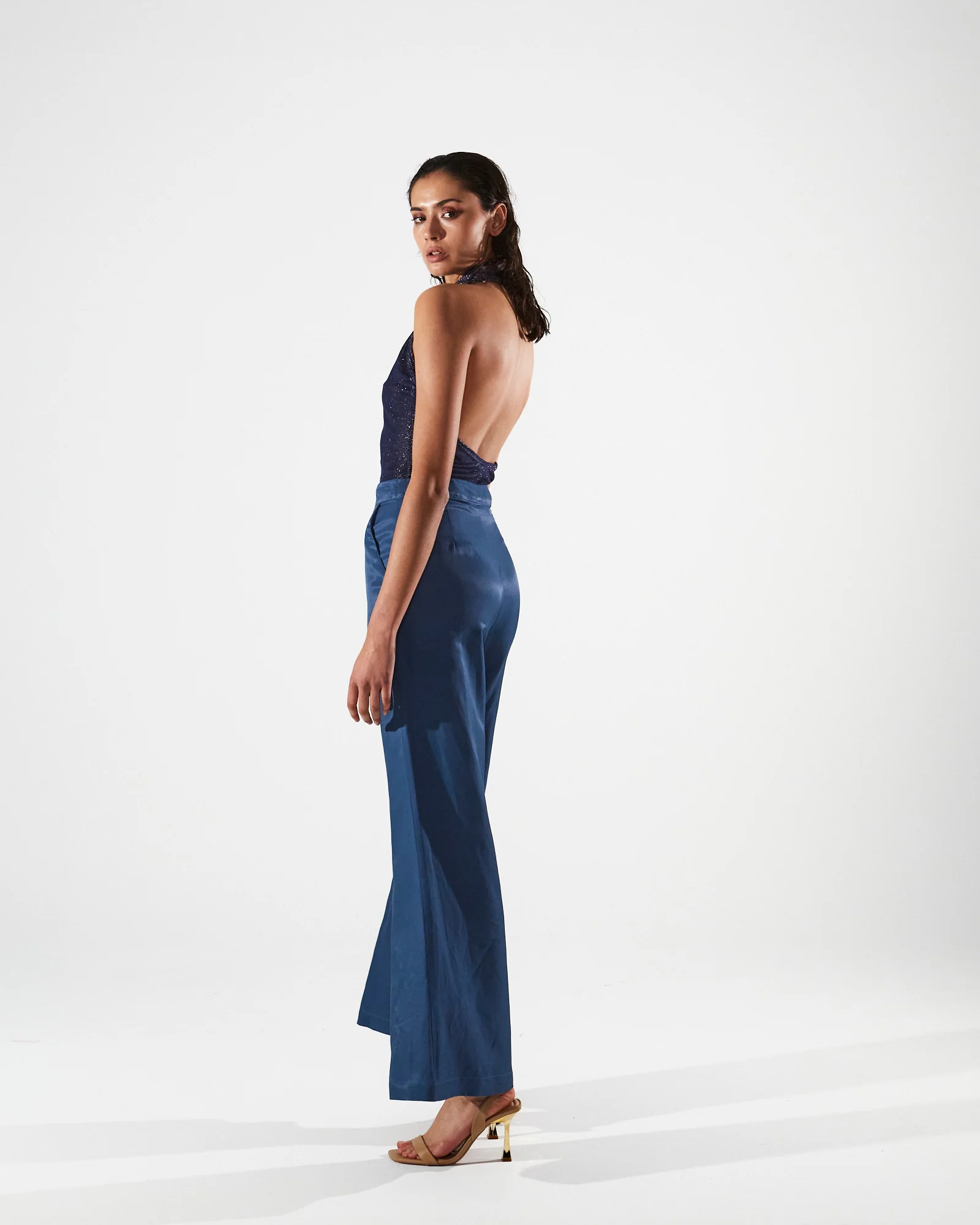 Dione collar navy blue top - Image 2