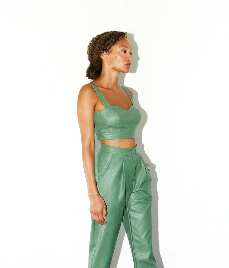 Doris eco leather green top - Image 2