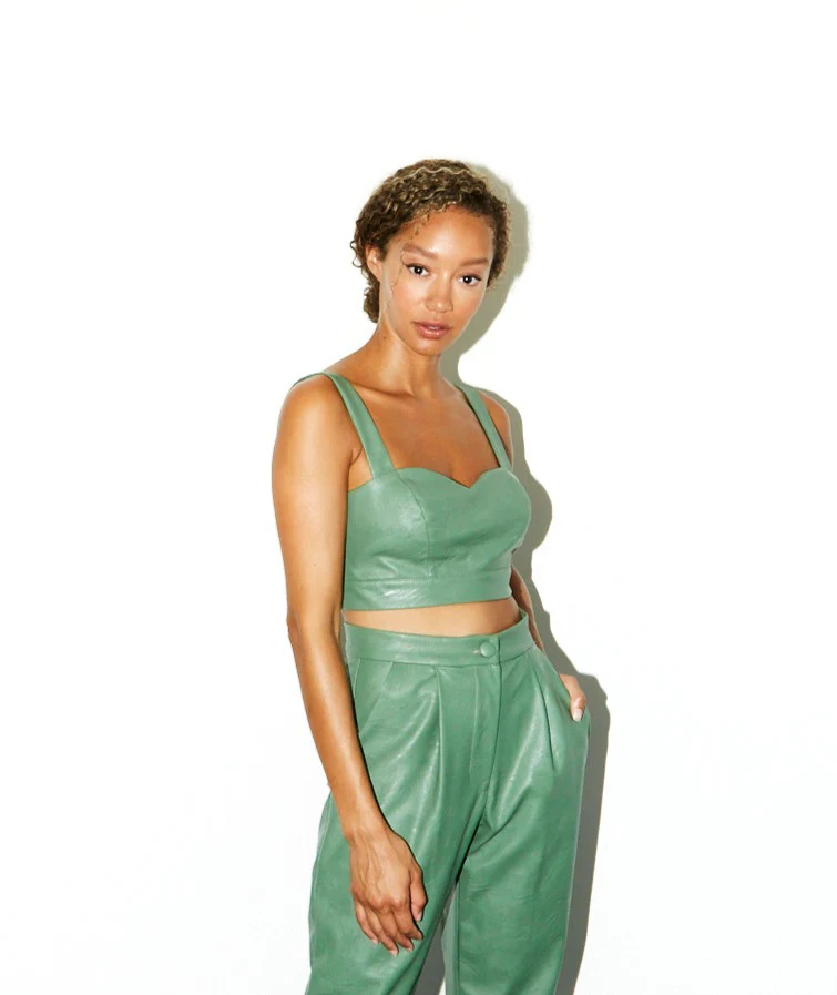 Doris eco leather green top - Image 3