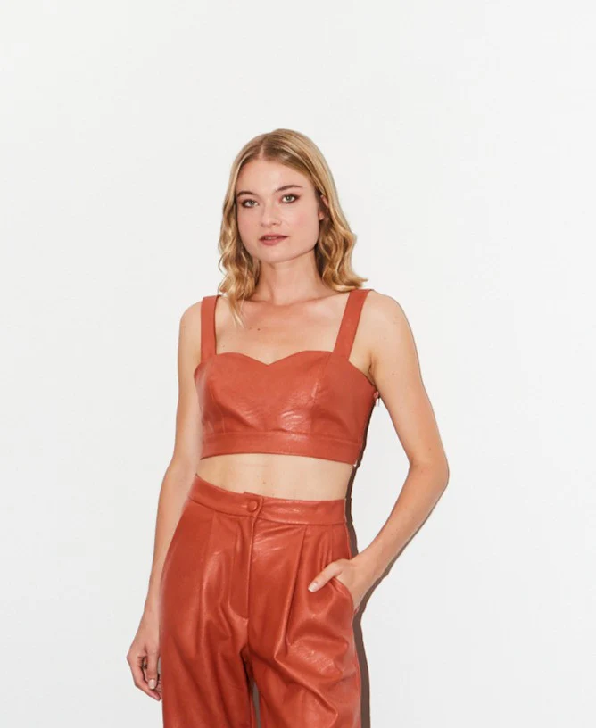 Doris eco leather orange top