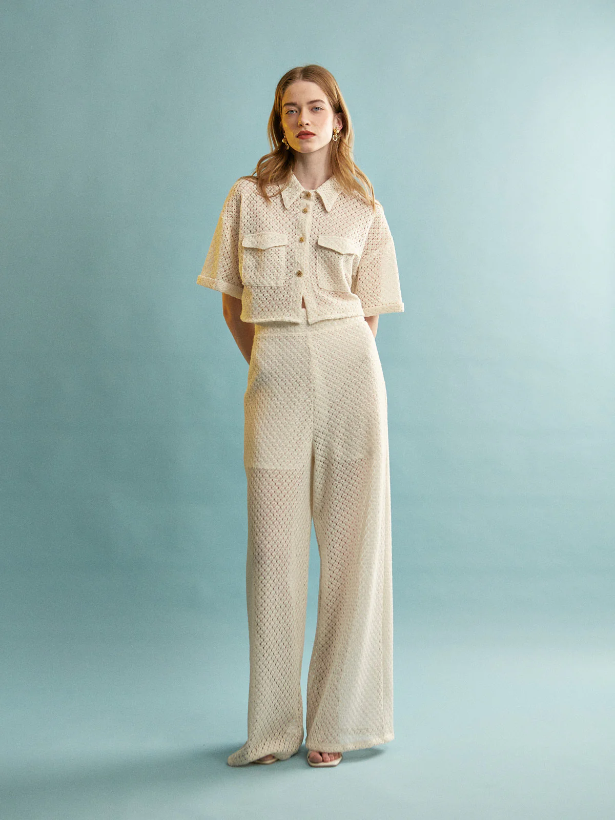 Elisa knitted ecru pants