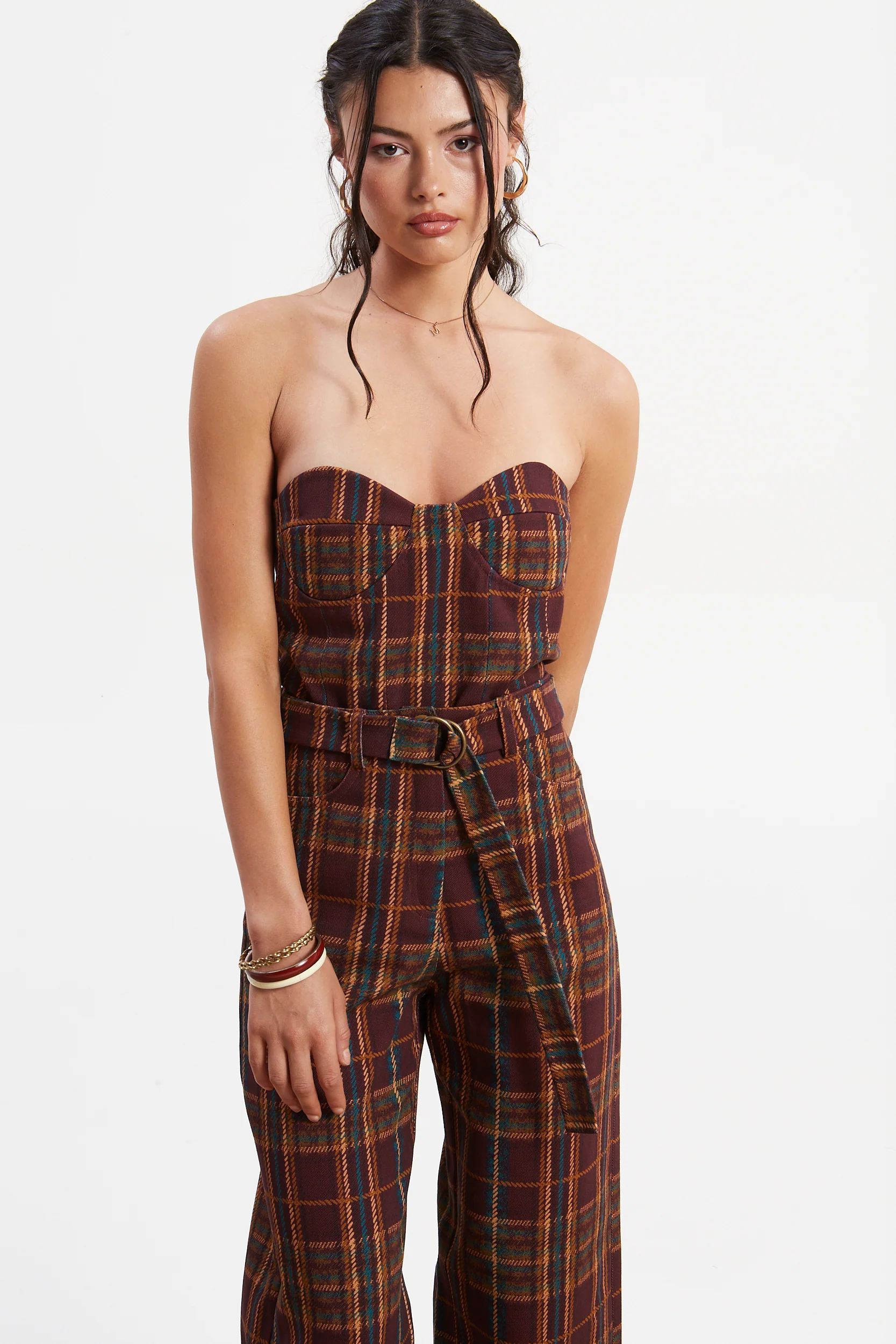 Ella denim plaid corset