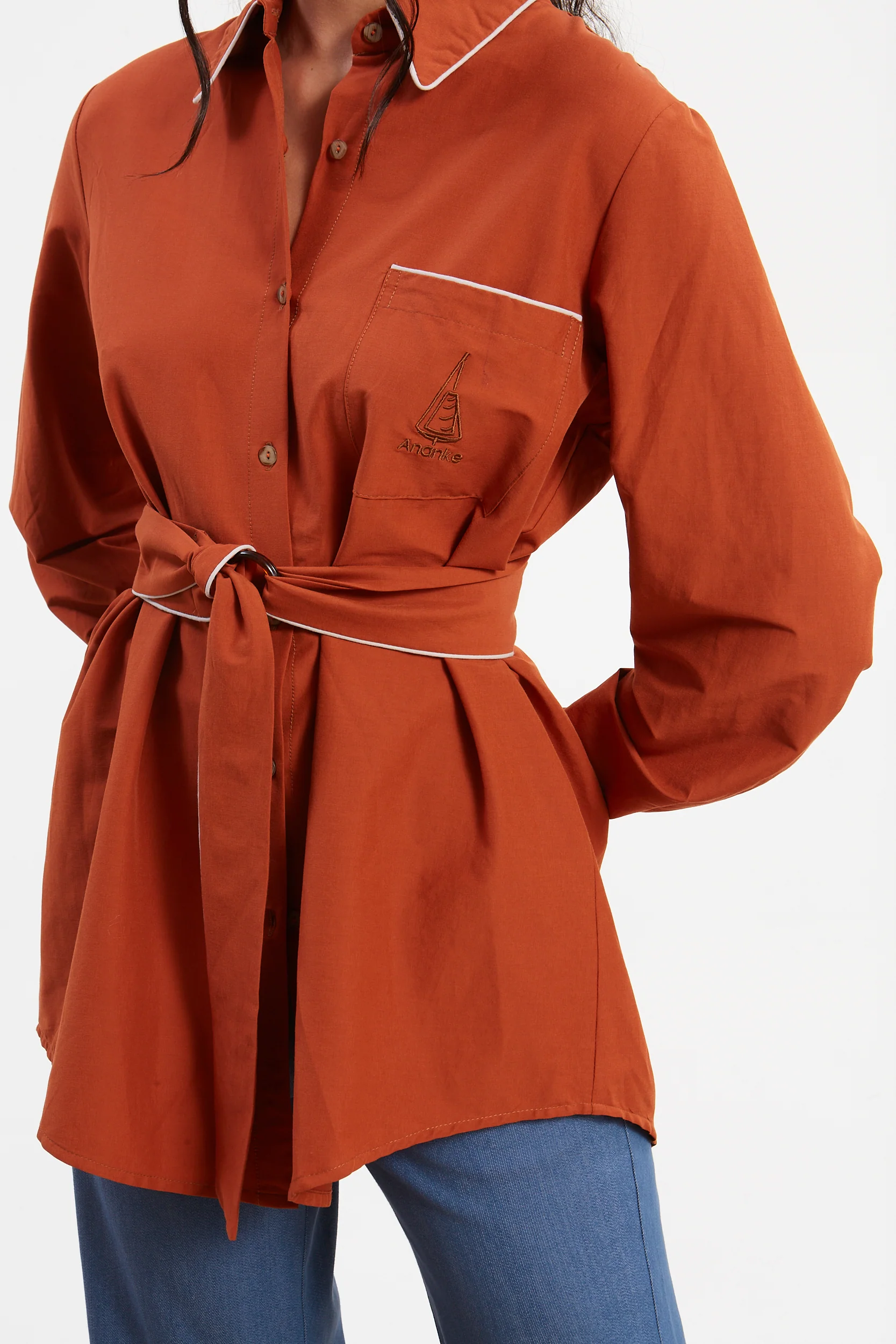 Ellen poplin rust shirt - Image 2