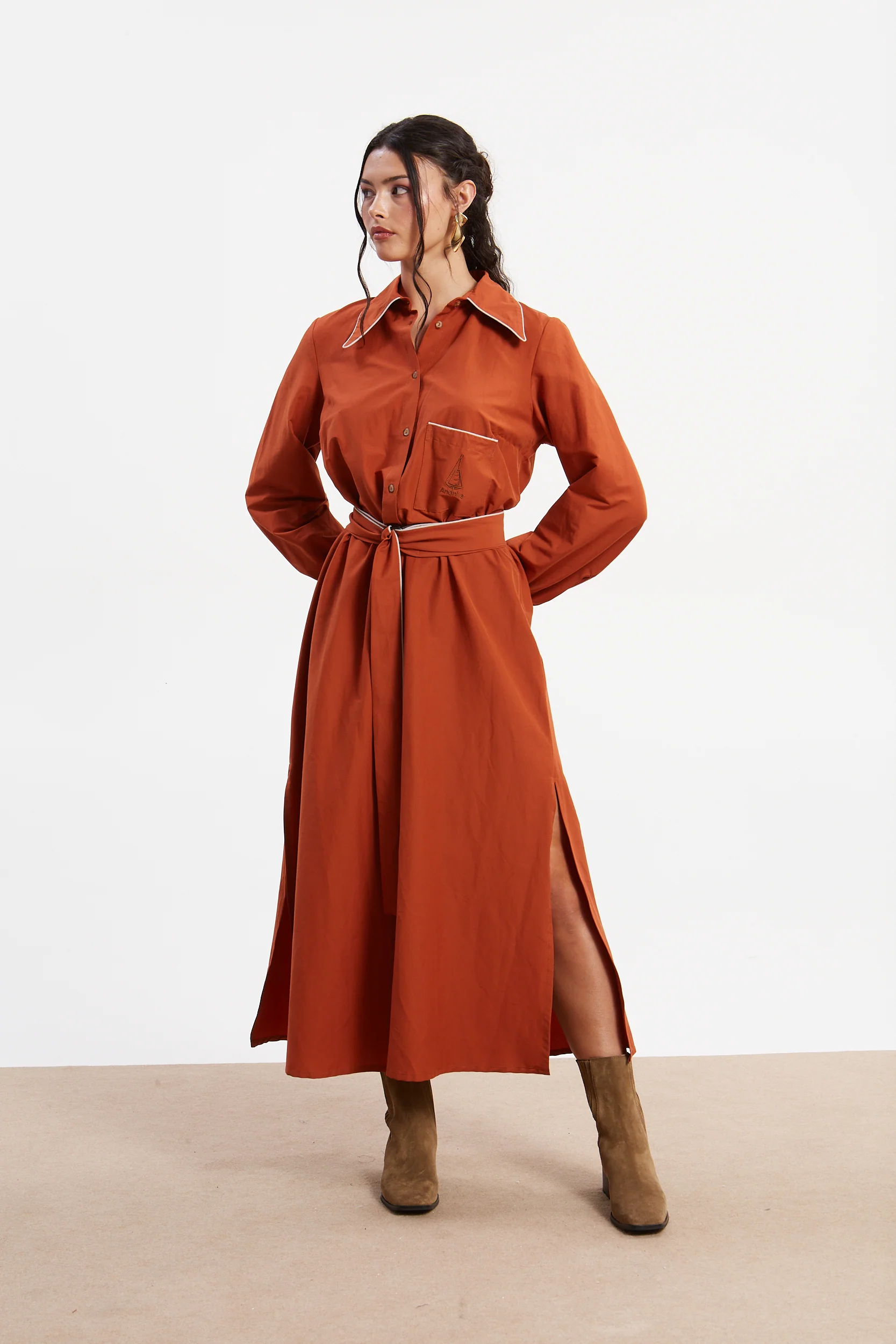 Ellen poplin rust shirtdress - Image 2