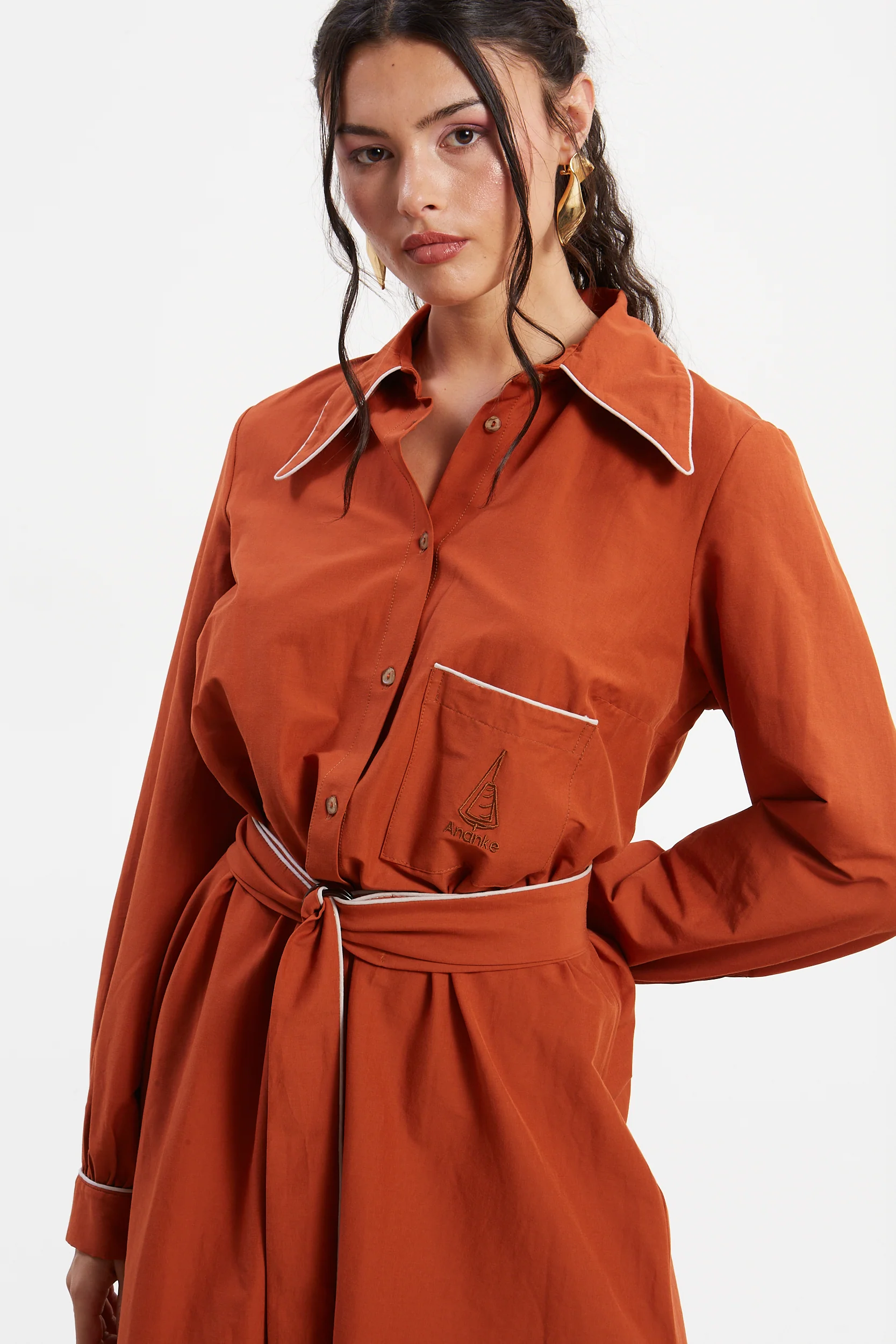 Ellen poplin rust shirtdress - Image 3